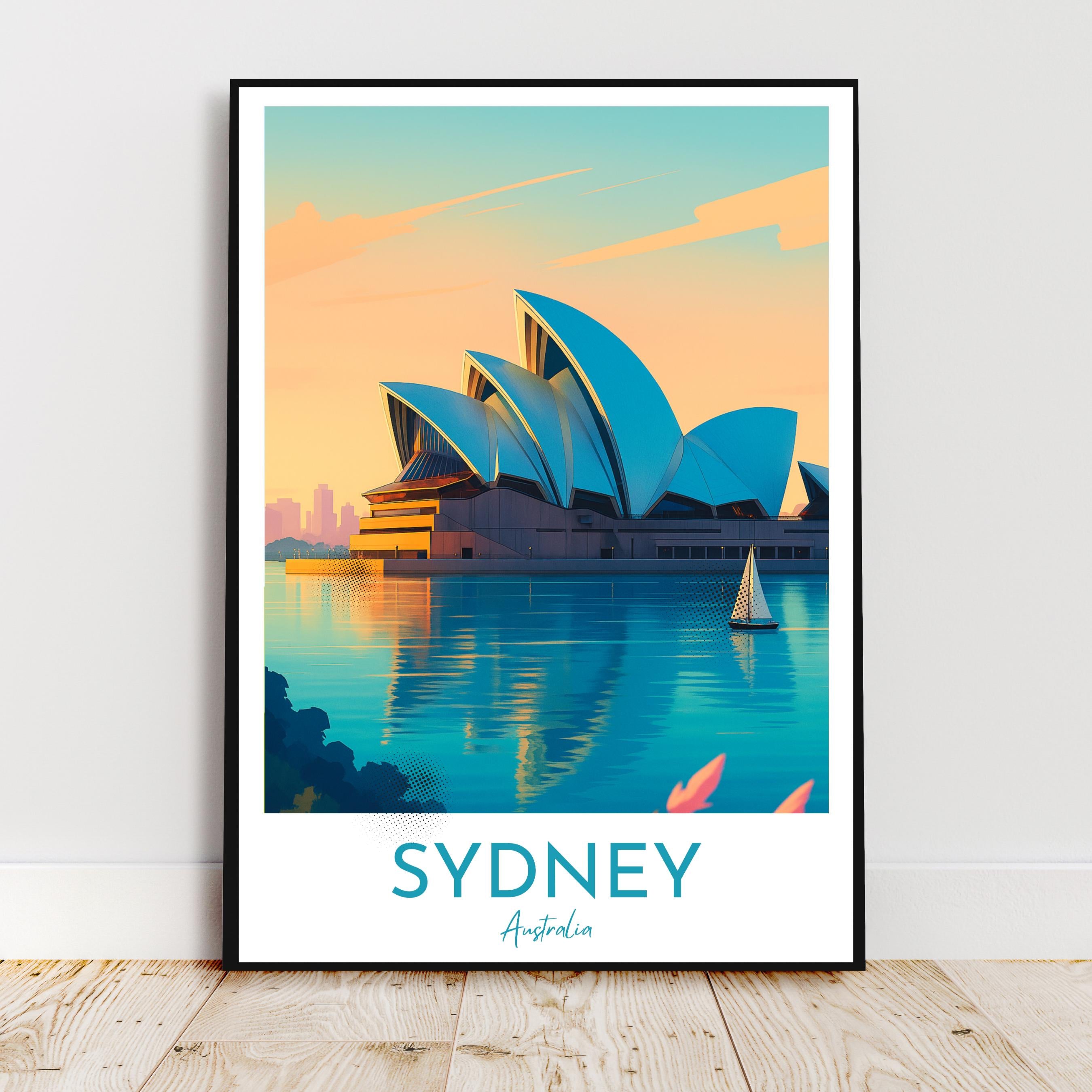 Affiche voyage - Sydney, Australie, Océan, Opéra - art moderne, impression, poster
