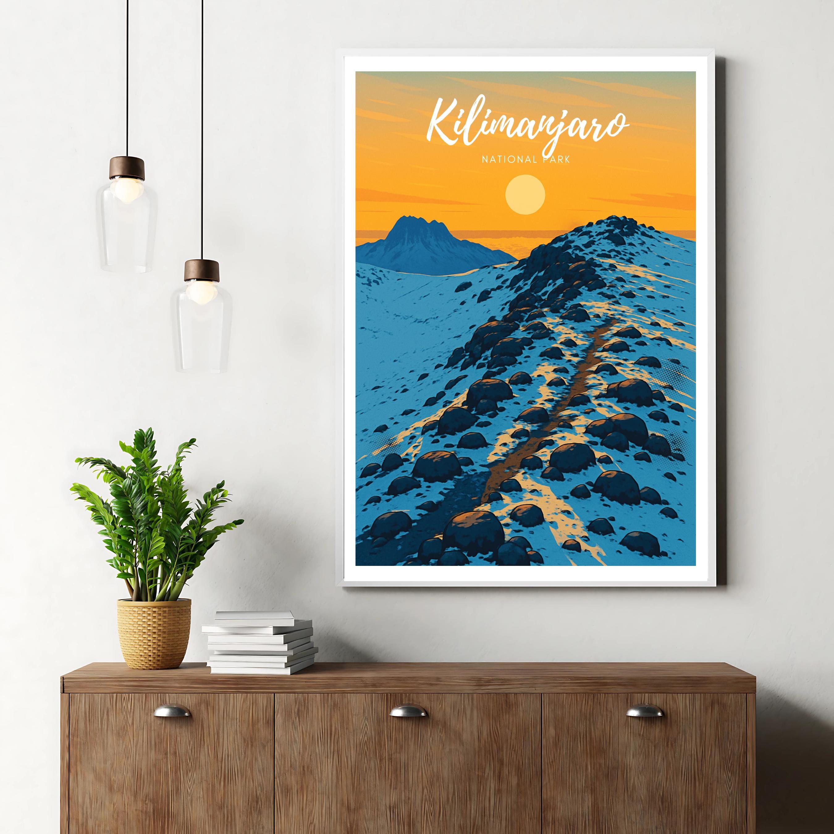 Affiche voyage - Kilimandjaro, Parc National, Tanzanie, Afrique - art moderne, impression, poster