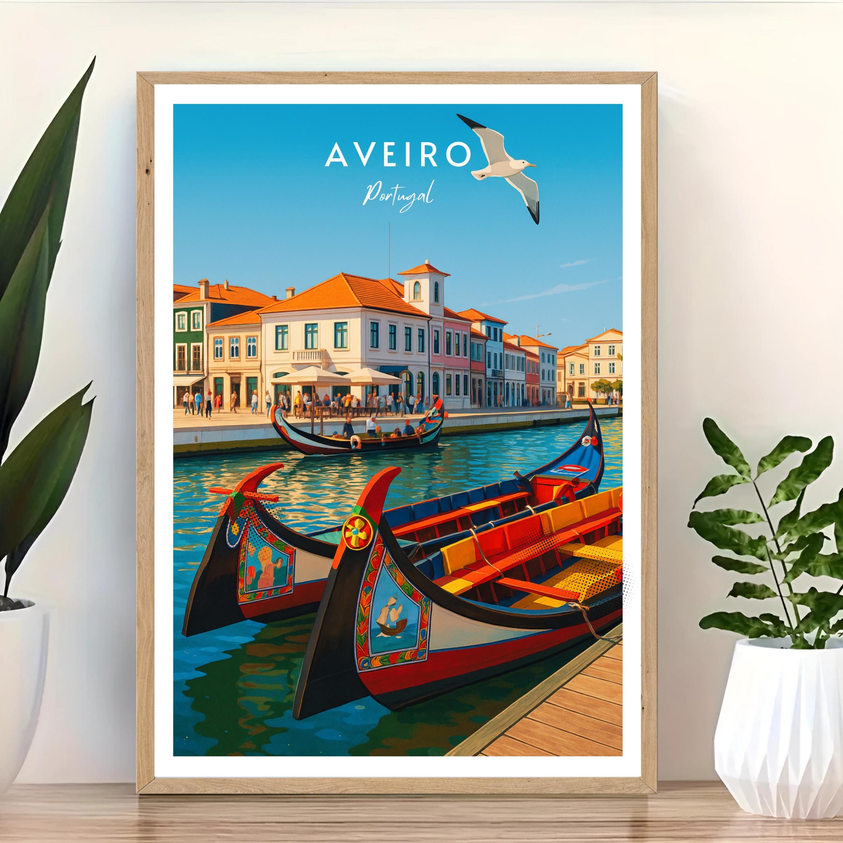 Affiche voyage - Aveiro, Portugal, Europe, Moliceiros - moderne, impression, poster