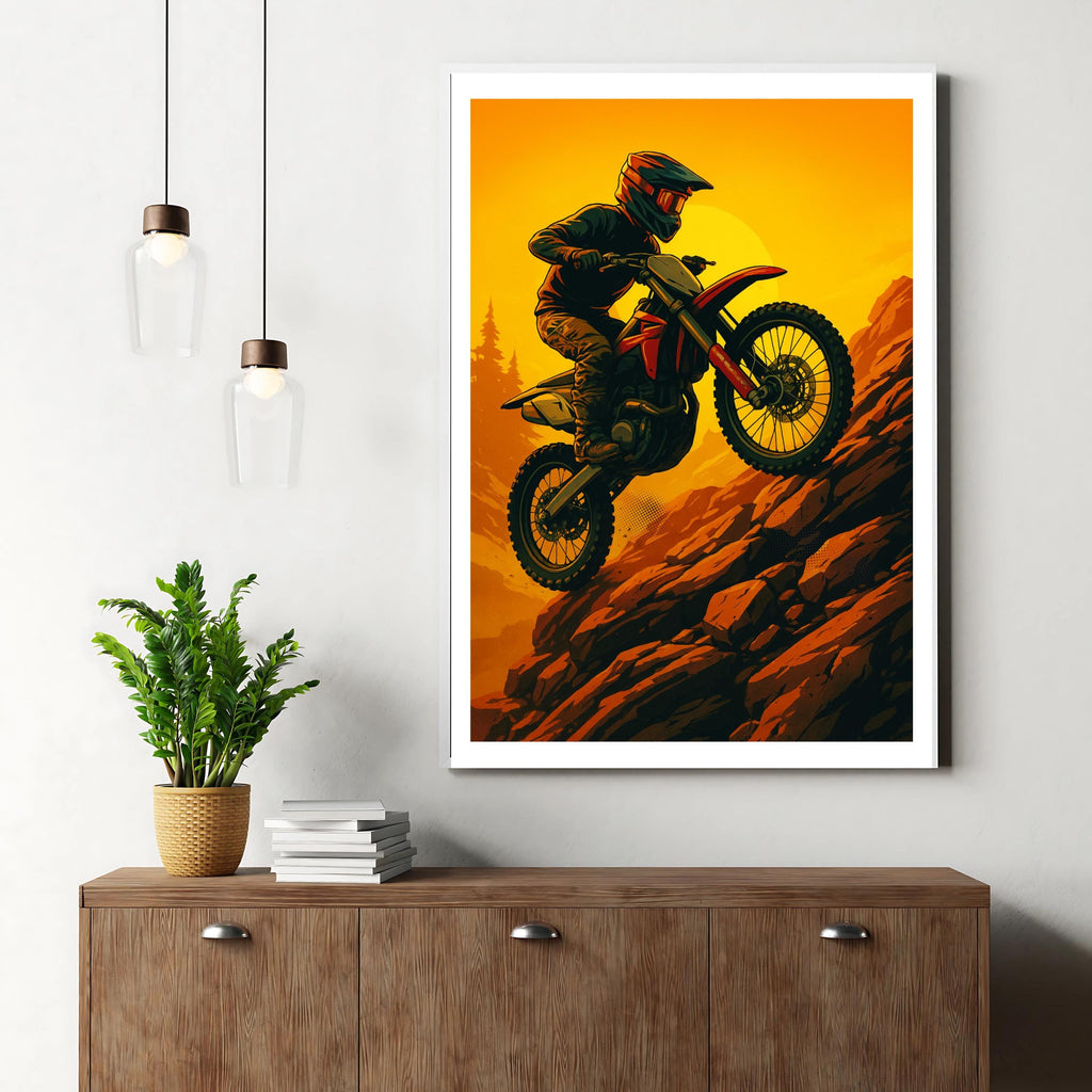 Affiche sport - Motocross, Course, Pilote, Extreme - art moderne, impression, poster