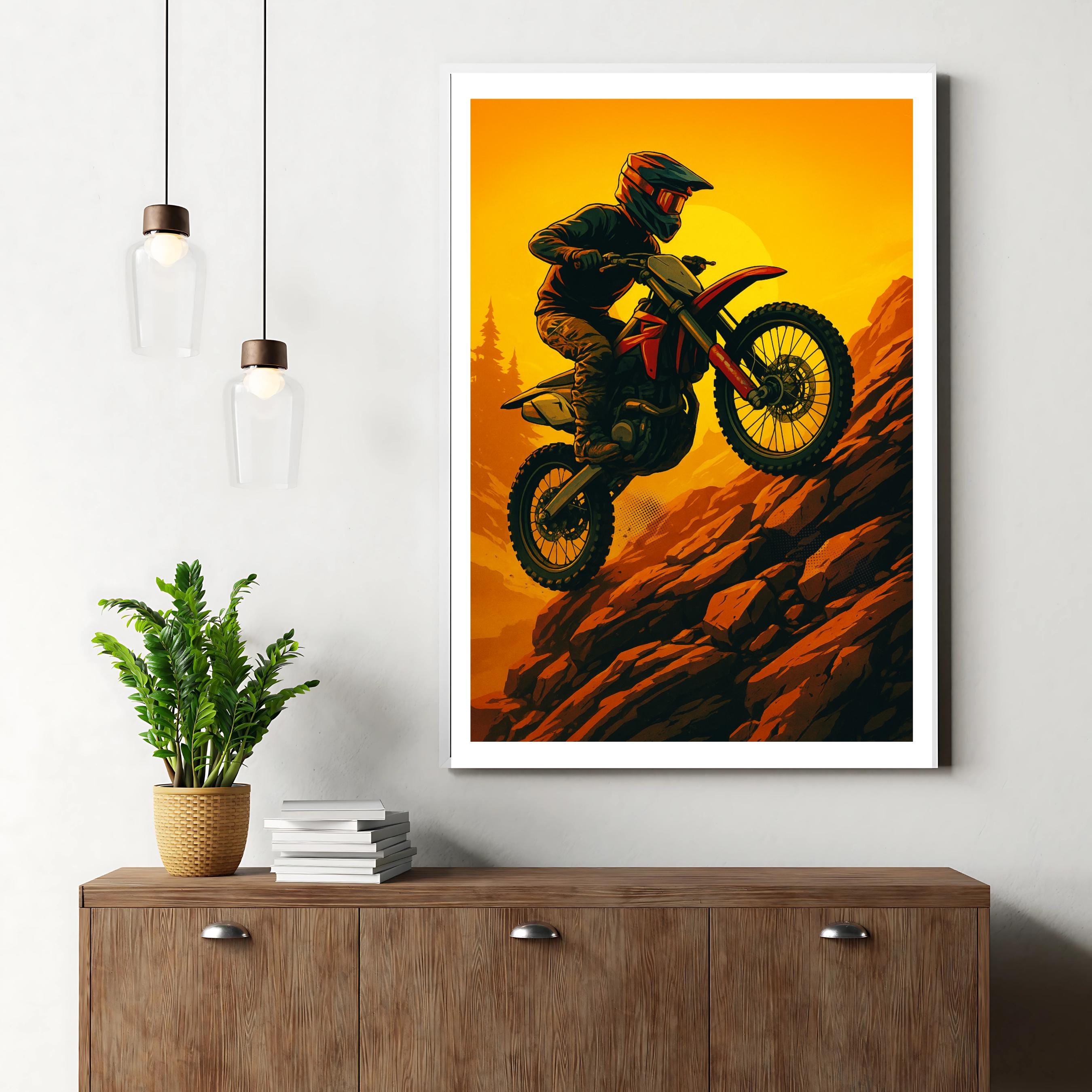 Affiche sport - Motocross, Course, Pilote, Extreme - art moderne, impression, poster