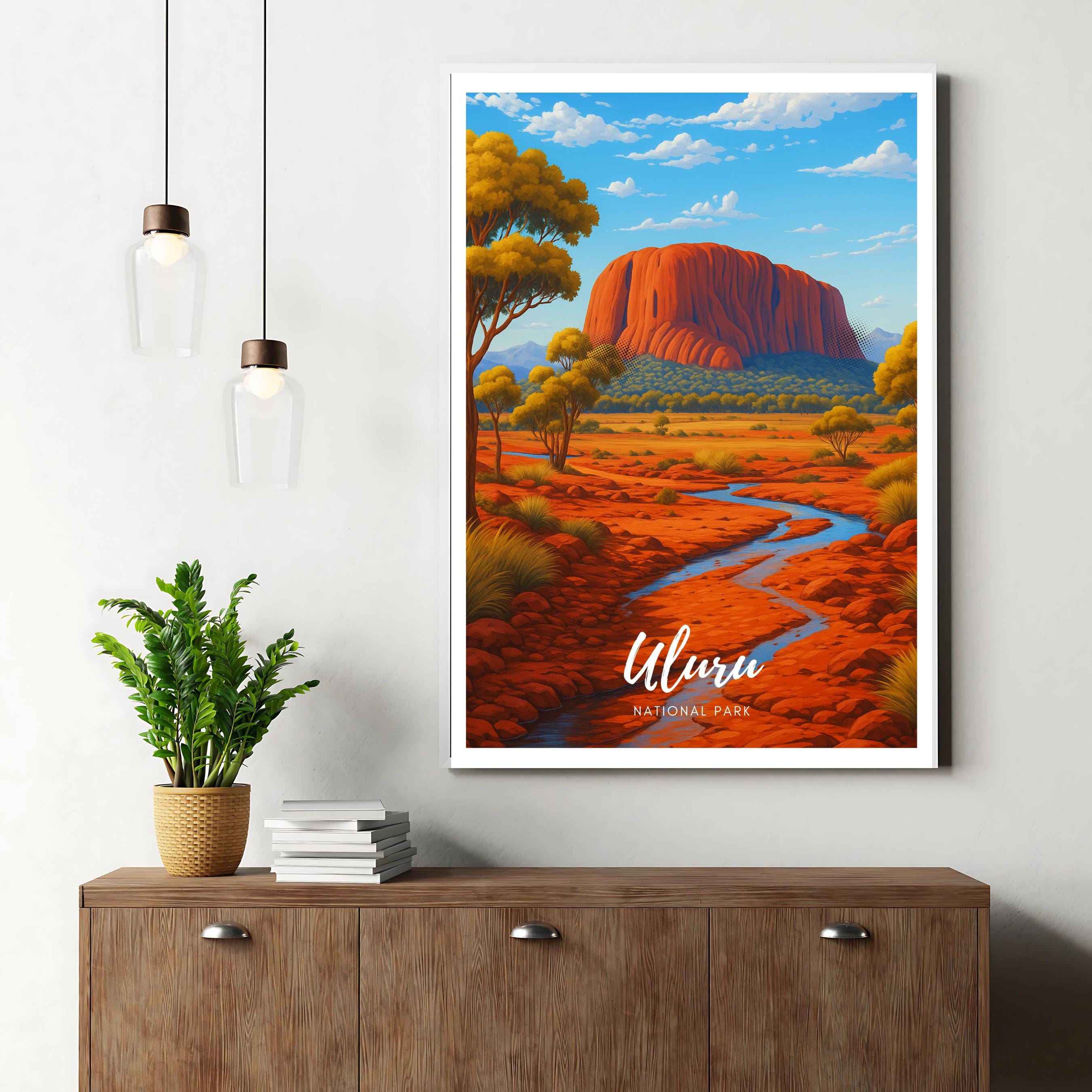 Affiche voyage - Uluru, Parc National, Australie, Océanie - art moderne, impression, poster