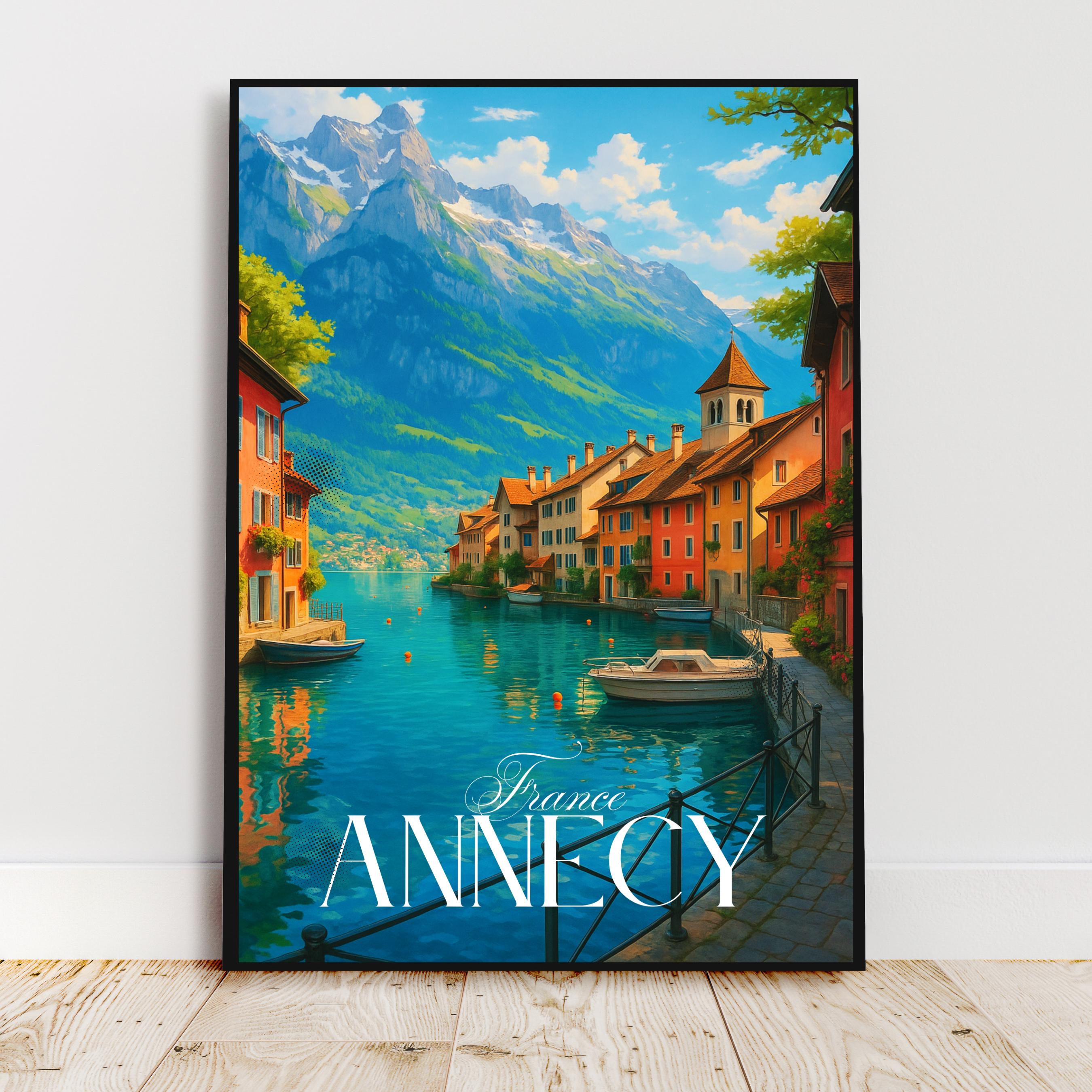 Affiche voyage - Annecy, Alpes, France, Lac Annecy - art moderne, impression, poster