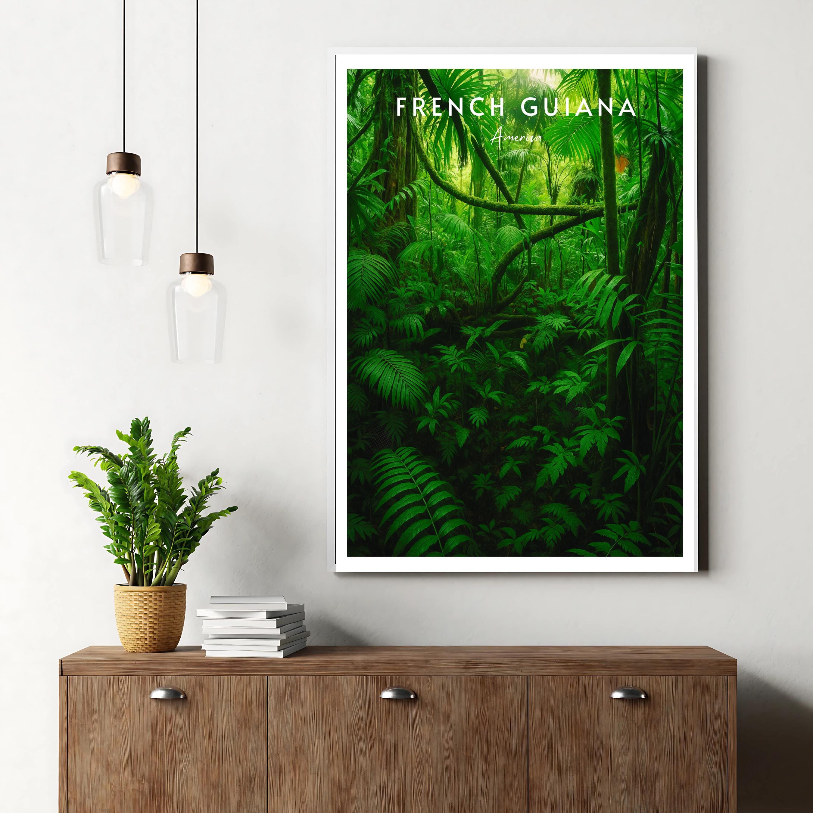 Affiche voyage - Guyane Française, Amerique, Amazonie, Forêt Amazonienne - art moderne, impression, poster