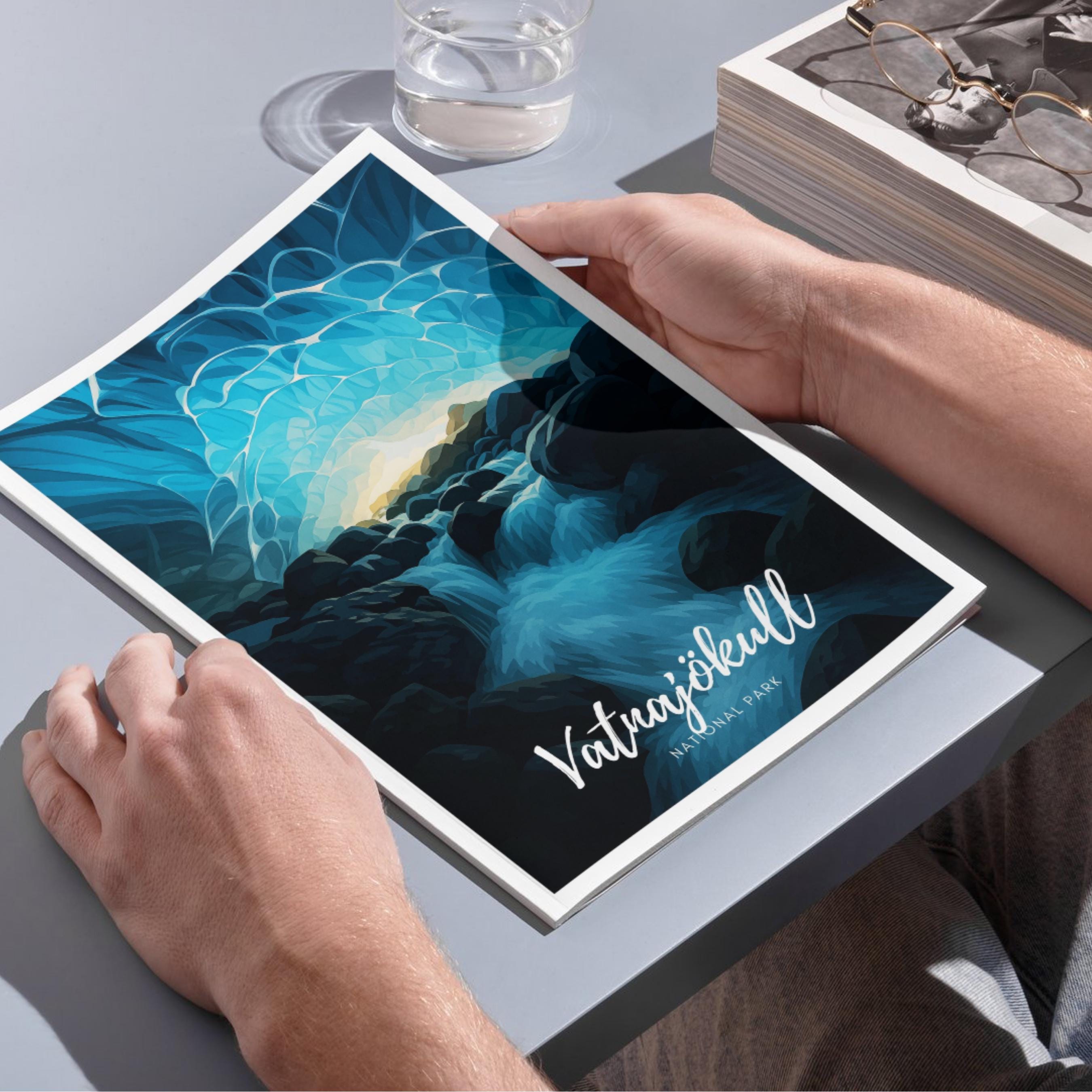 Affiche voyage - Vatnajökull, Parc National, Islande, Glacier - art moderne, impression, poster