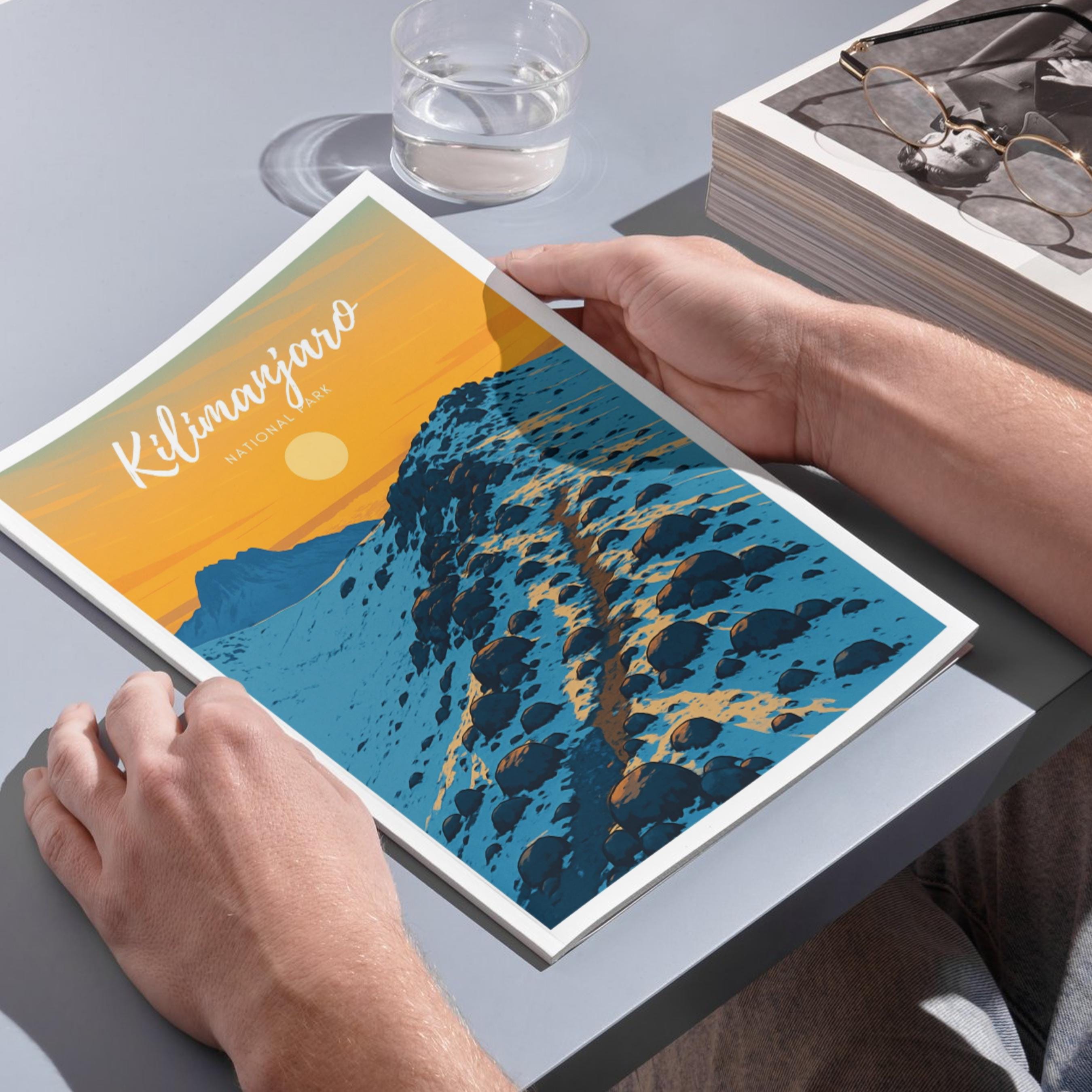 Affiche voyage - Kilimandjaro, Parc National, Tanzanie, Afrique - art moderne, impression, poster