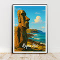 Affiche voyage - Rapa Nui, Parc National, Ile de Pâques, Moaï - art moderne, impression, poster