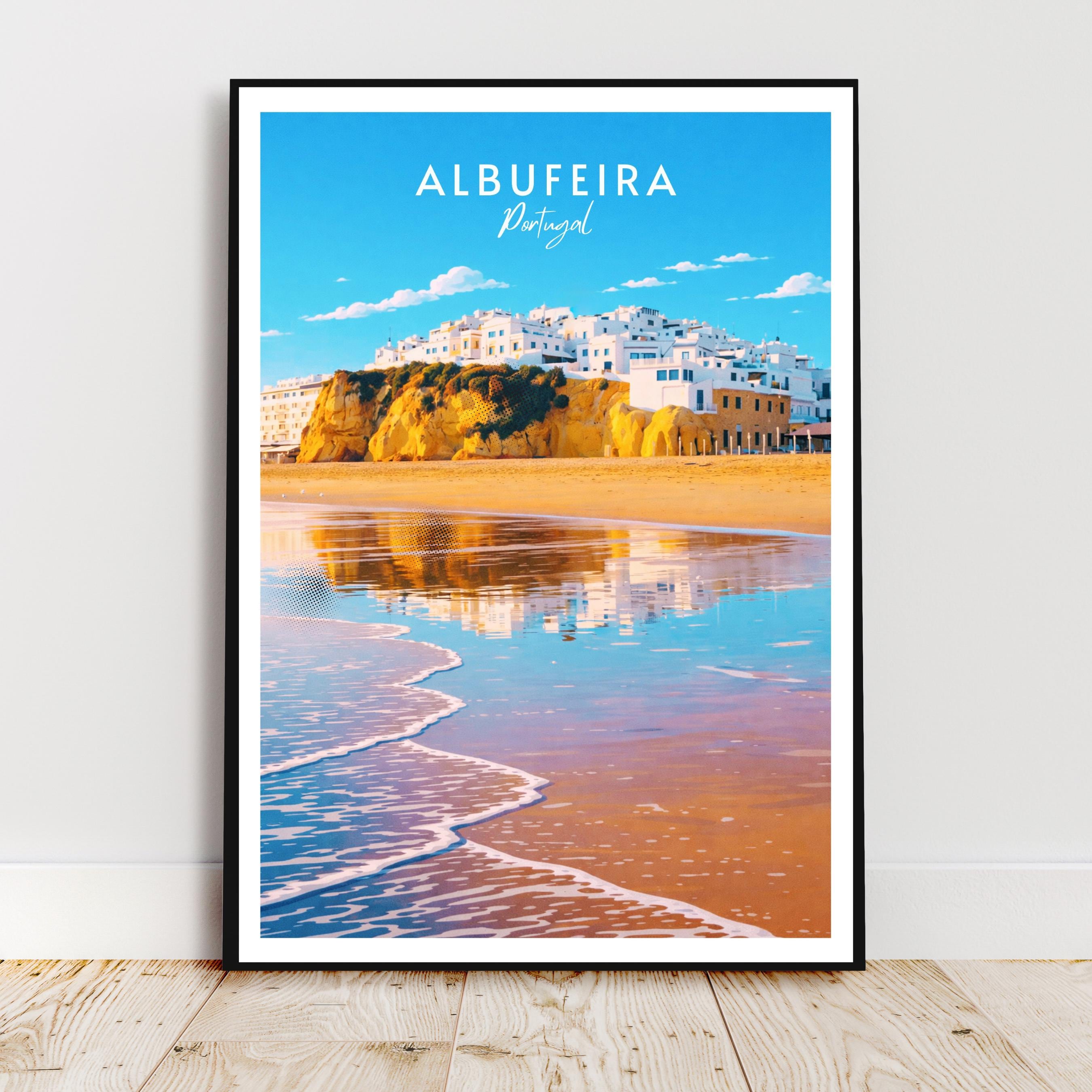 Affiche voyage - Albufeira, Algarve, Portugal, Plage - art moderne, impression, poster