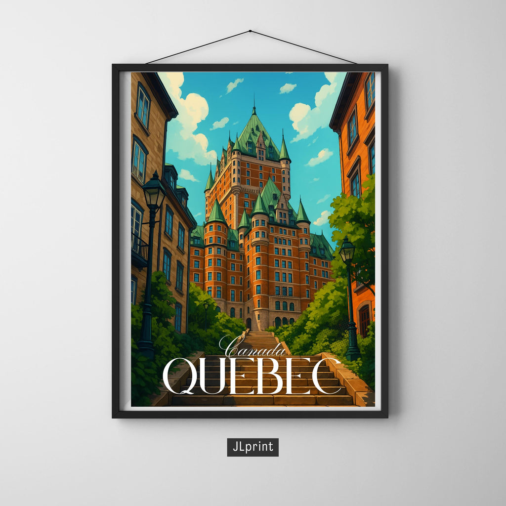 Affiche voyage - Quebec, Canada, Amerique, Chateau Frontenac - art moderne, impression, poster