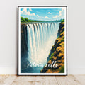 Affiche voyage - Chutes Victoria, Parc National, Zambie, Zimbabwe - art moderne, impression, poster