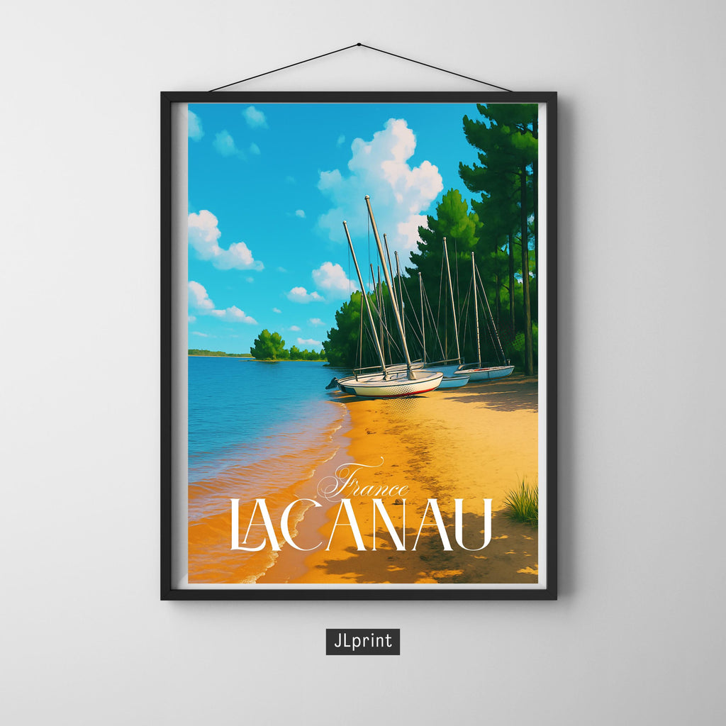 Affiche voyage - Lacanau, Gironde, France, Lac de Lacanau - art moderne, impression, poster