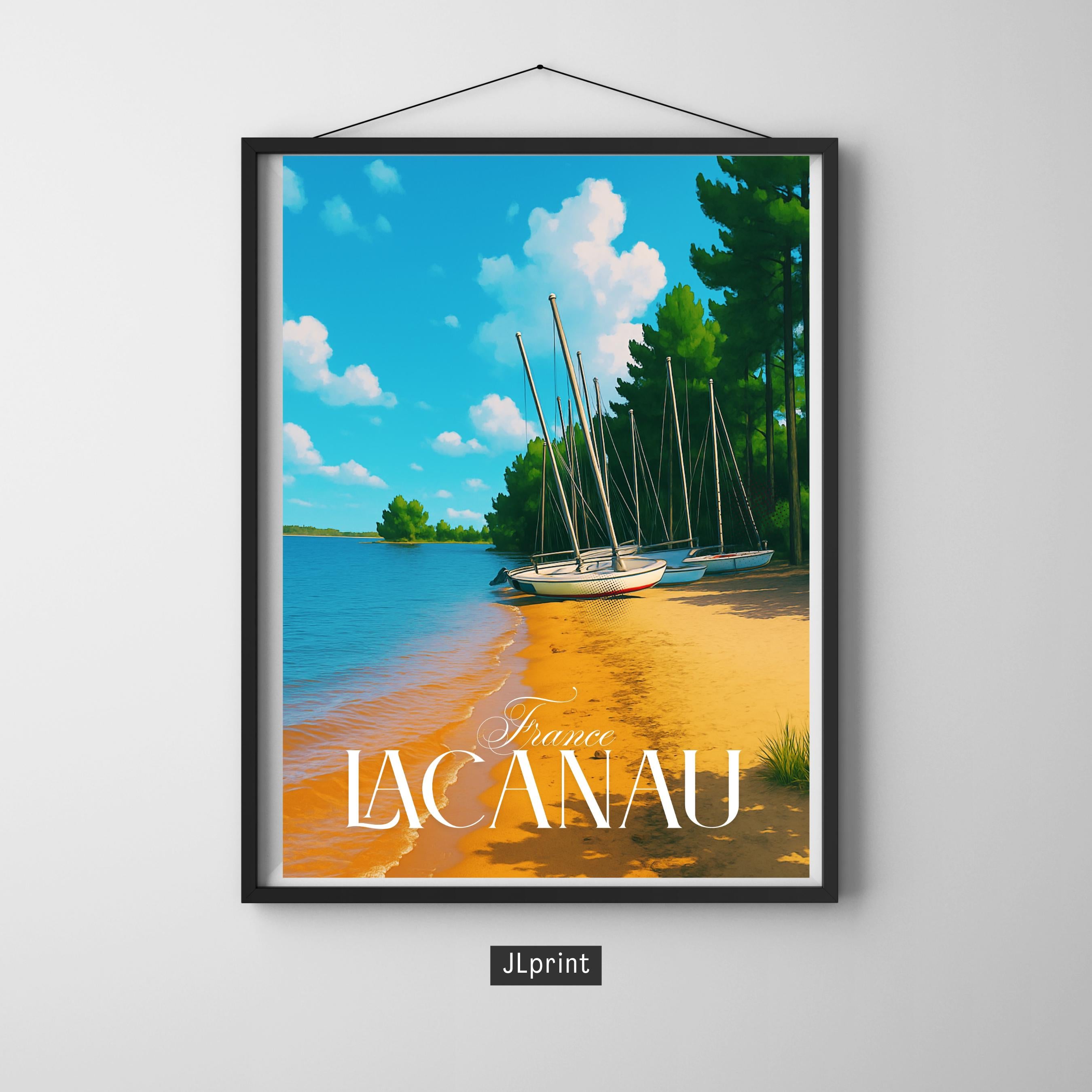 Affiche voyage - Lacanau, Gironde, France, Lac de Lacanau - art moderne, impression, poster