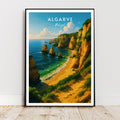 Affiche voyage - Algarve, Portugal, Ocean Atlantique, Falaises - art moderne, impression, poster