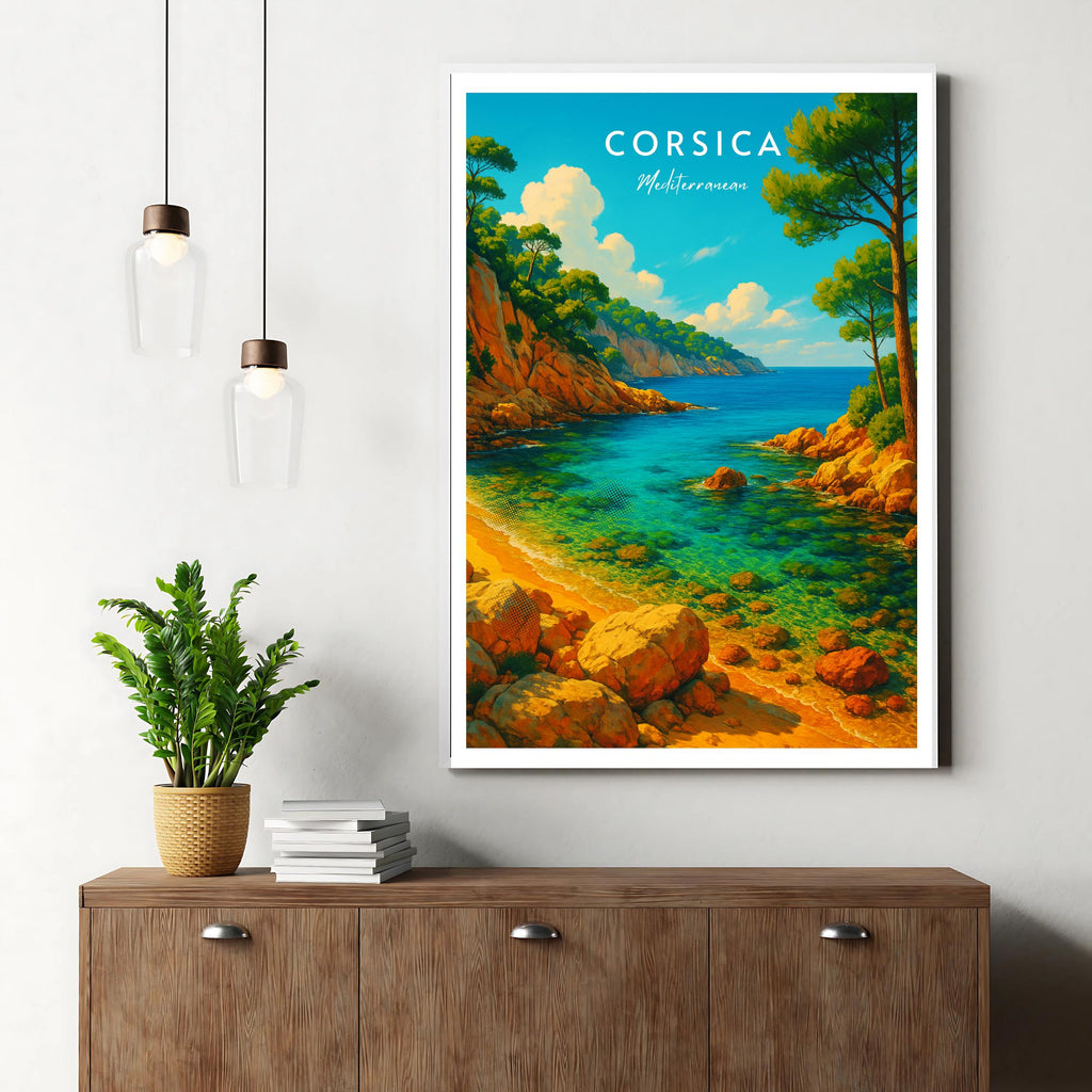 Affiche voyage - Corse, Méditerranée, France, Plage - moderne, impression, poster
