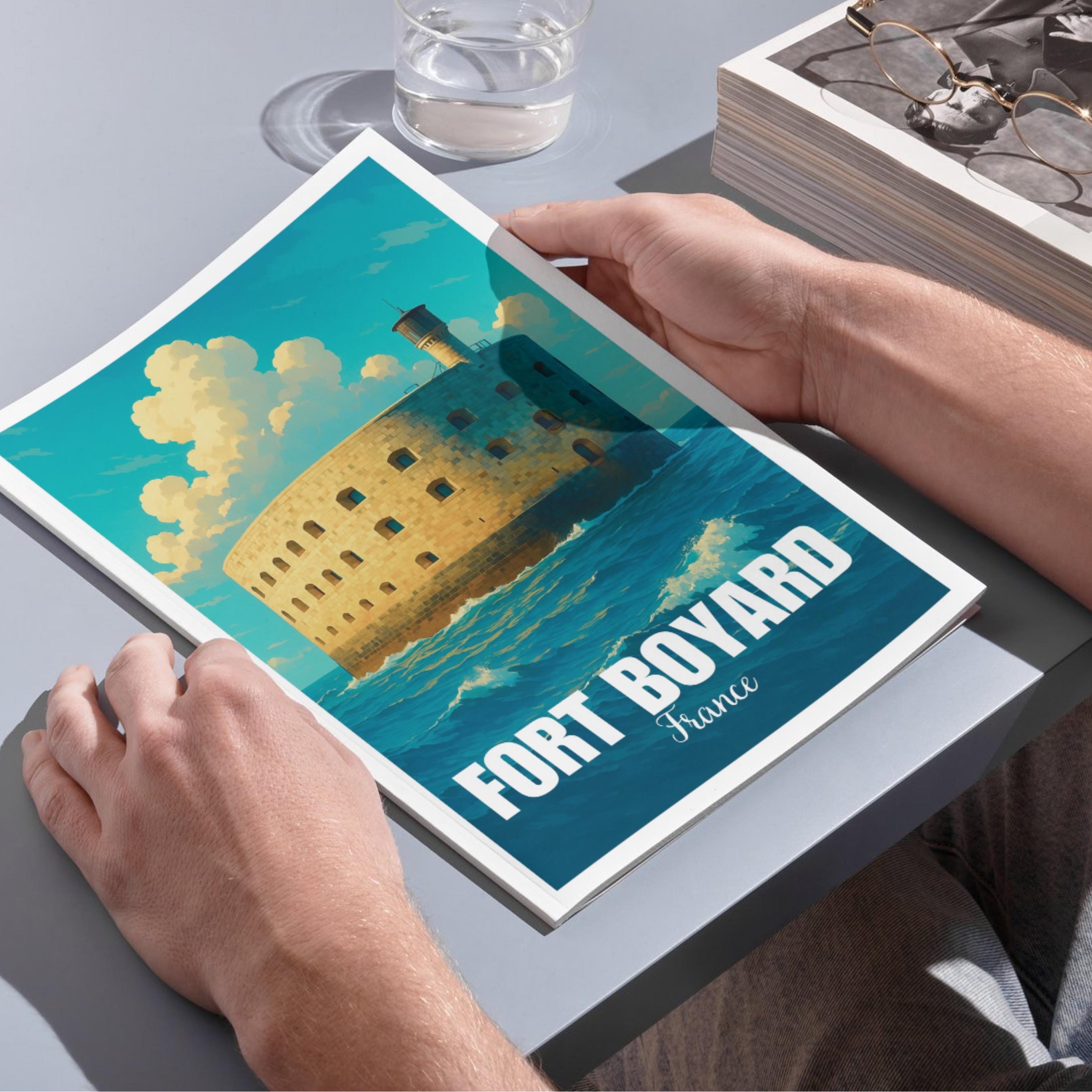 Affiche voyage - Fort Boyard, Charente-Maritime, France, Ocean Atlantique - art moderne, impression, poster