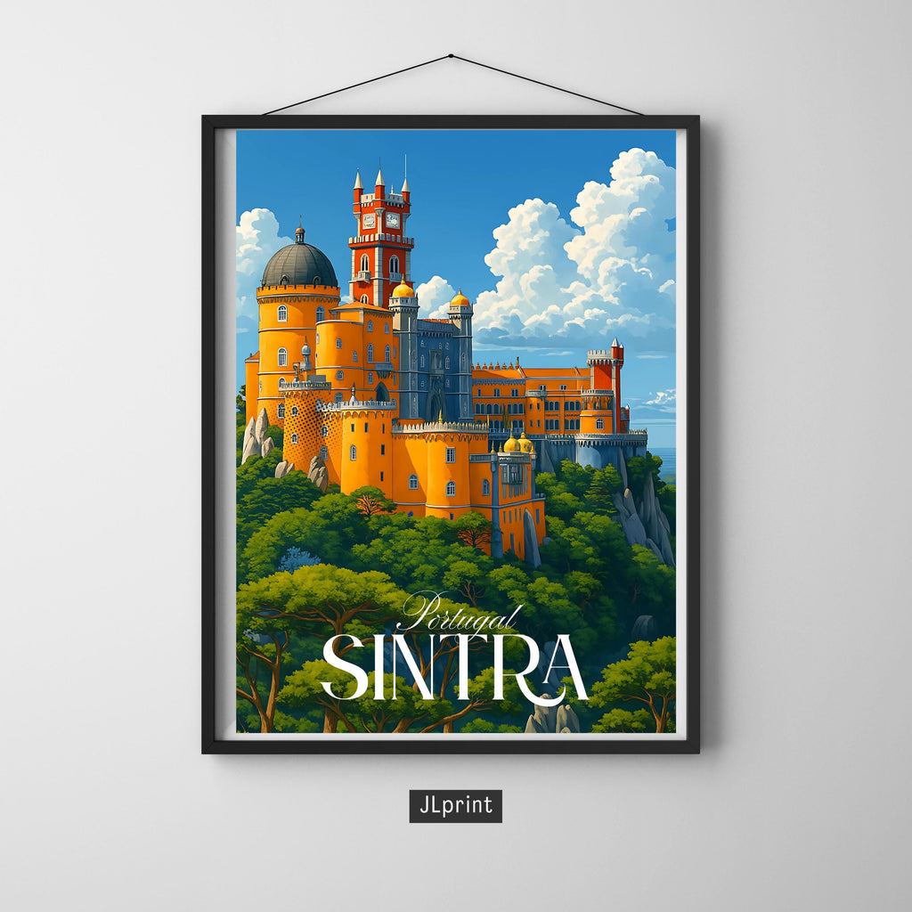 Affiche voyage - Sintra, Portugal, Europe, Palais National de Pena - art moderne, impression, poster