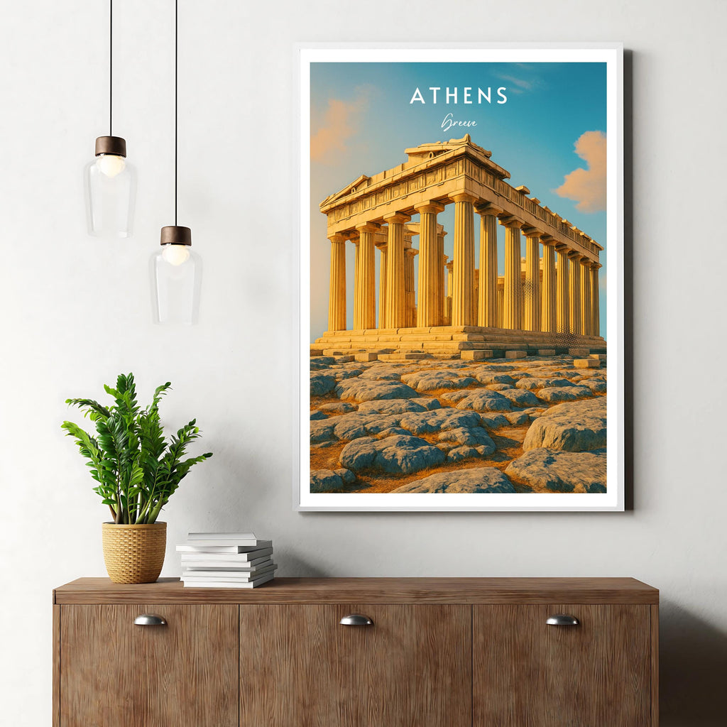 Affiche voyage - Athènes, Grèce, Parthénon, Acropole - art moderne, impression, poster