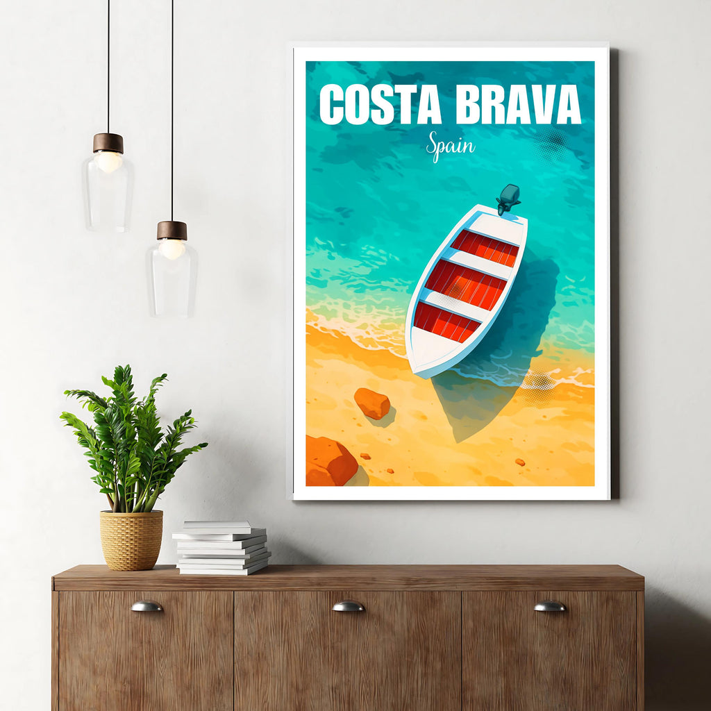 Affiche voyage - Costa Brava, Catalogne, Espagne, Méditerranée - art moderne, impression, poster
