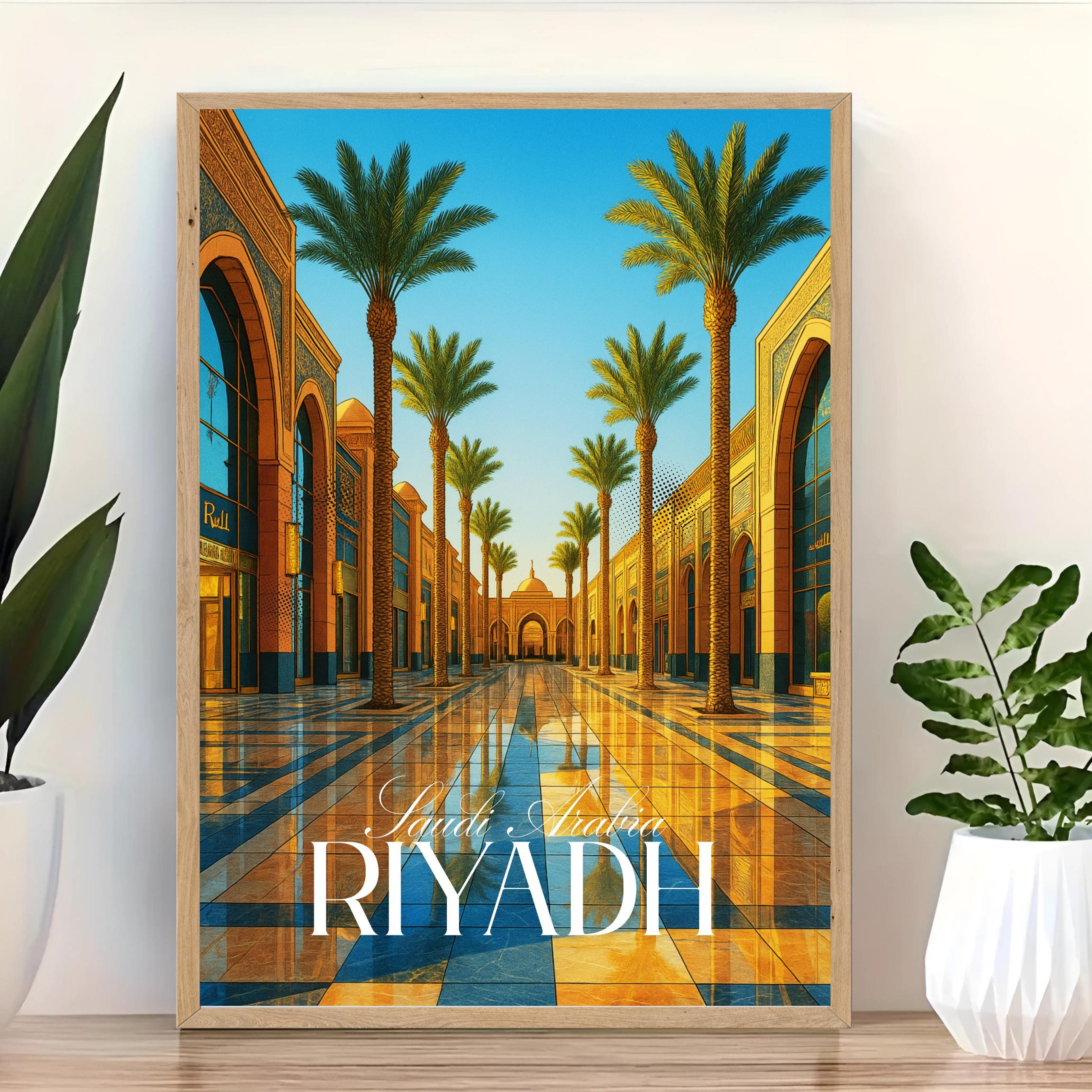 Affiche voyage - Riyadh, Arabie Saoudite, Moyen Orient, Asie - art moderne, impression, poster