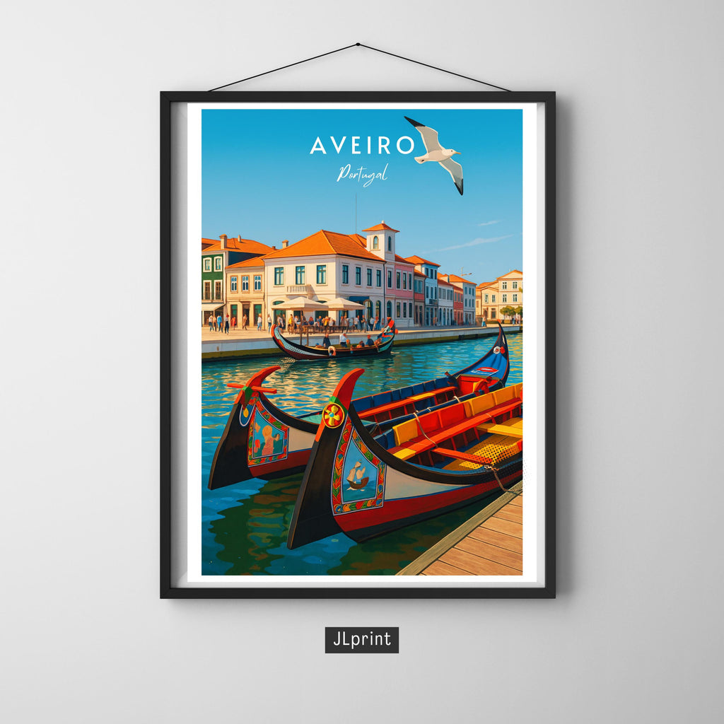 Affiche voyage - Aveiro, Portugal, Europe, Moliceiros - moderne, impression, poster