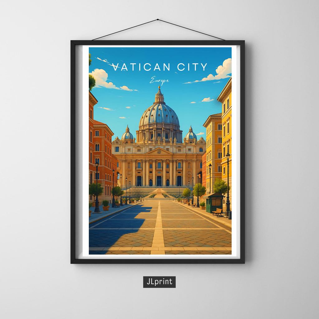 Affiche voyage - Cité du Vatican, Europe, Basilique Saint-Pierre, Unesco - art moderne, impression, poster