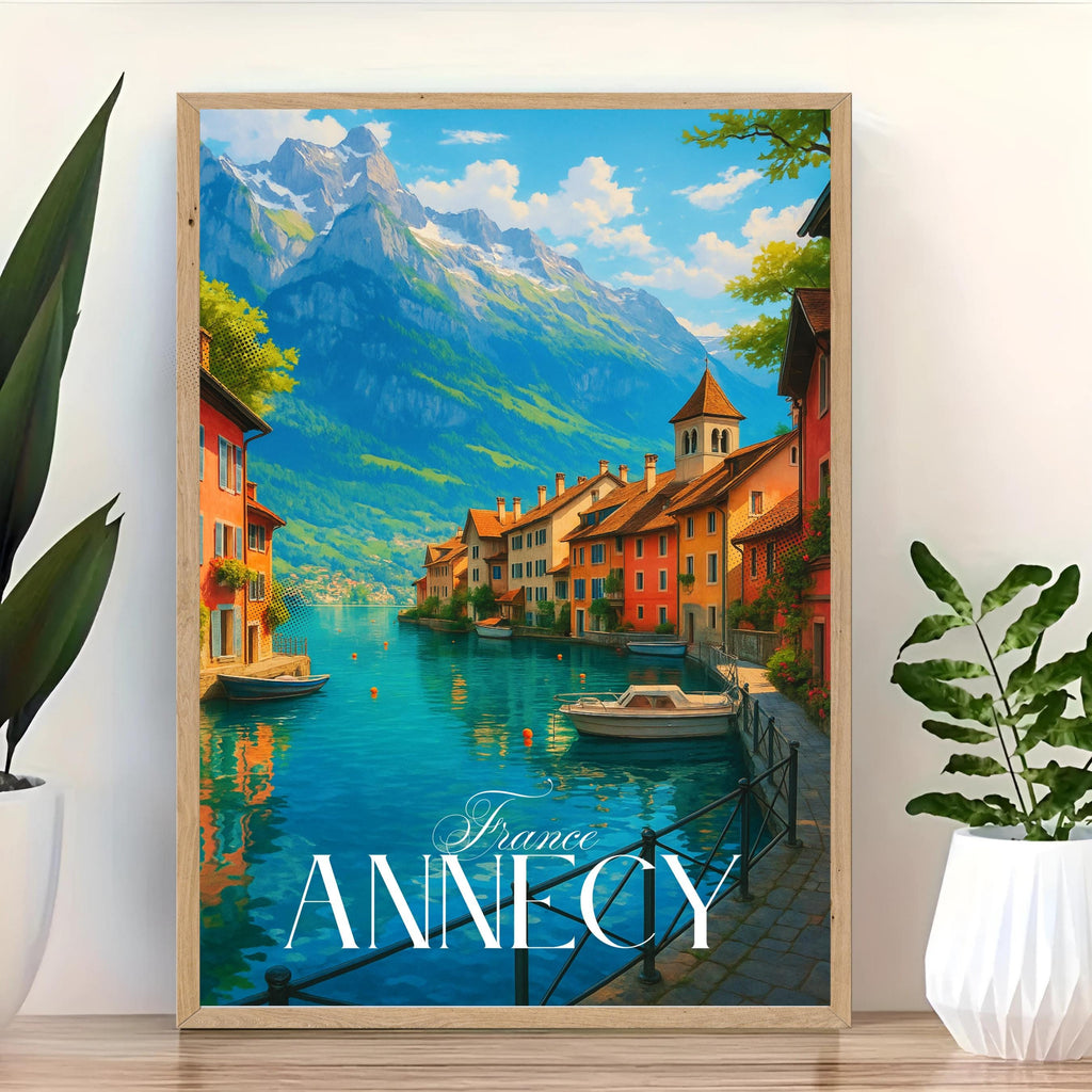 Affiche voyage - Annecy, Alpes, France, Lac Annecy - art moderne, impression, poster