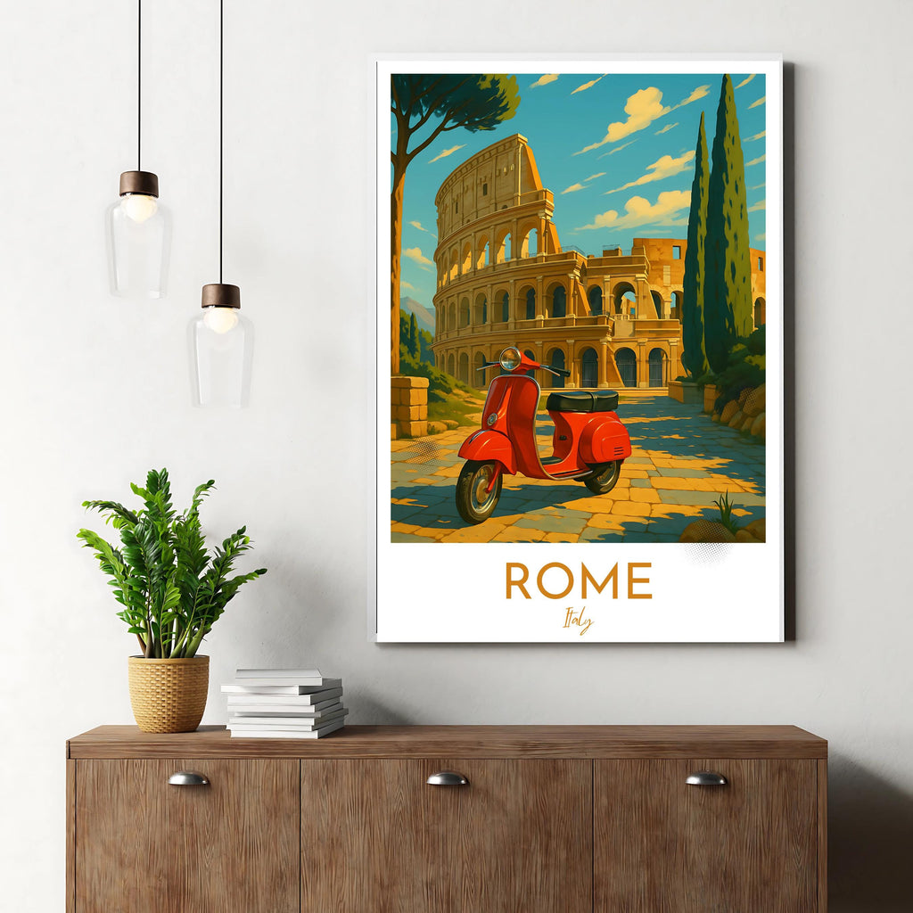 Affiche voyage - Rome, Latium, Italie, Colisée - art moderne, impression, poster