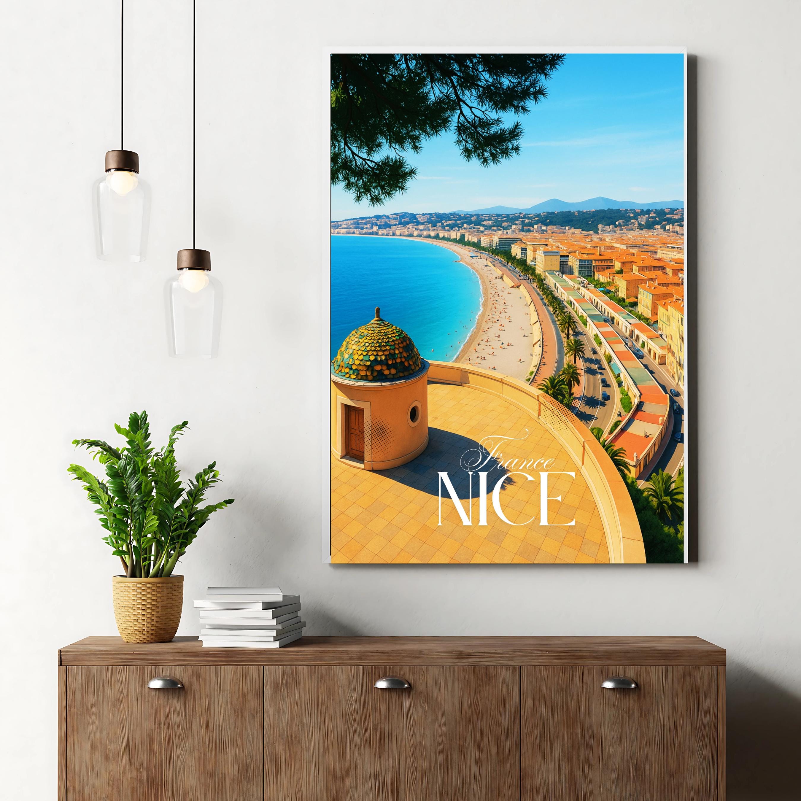 Affiche voyage - Nice, Côte d’Azur, France, Promenade des Anglais - art moderne, impression, poster