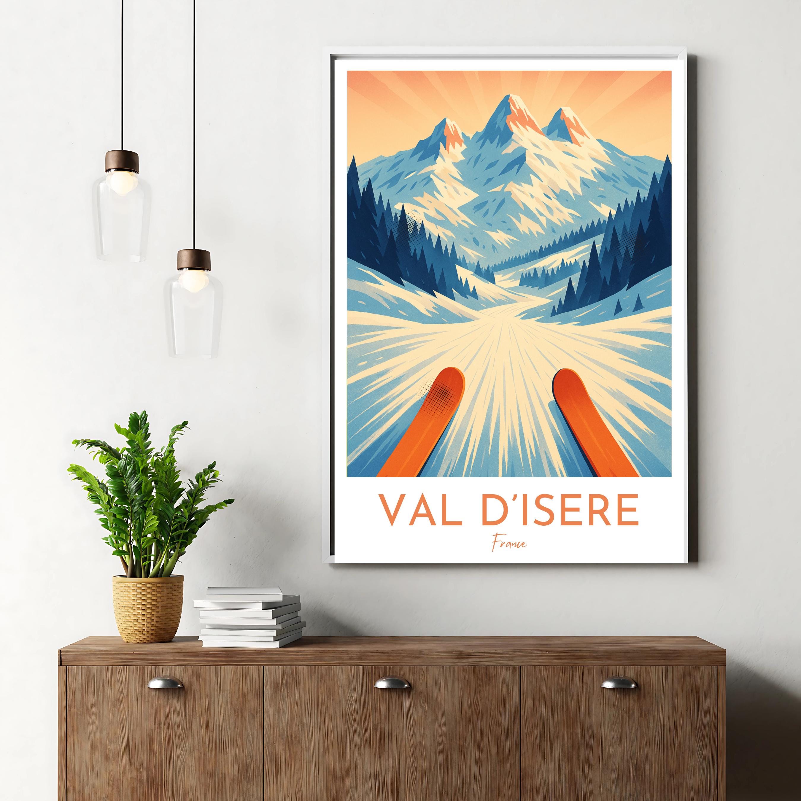 Affiche voyage - Val d’Isère, Alpes, France, Ski - art moderne, impression, poster