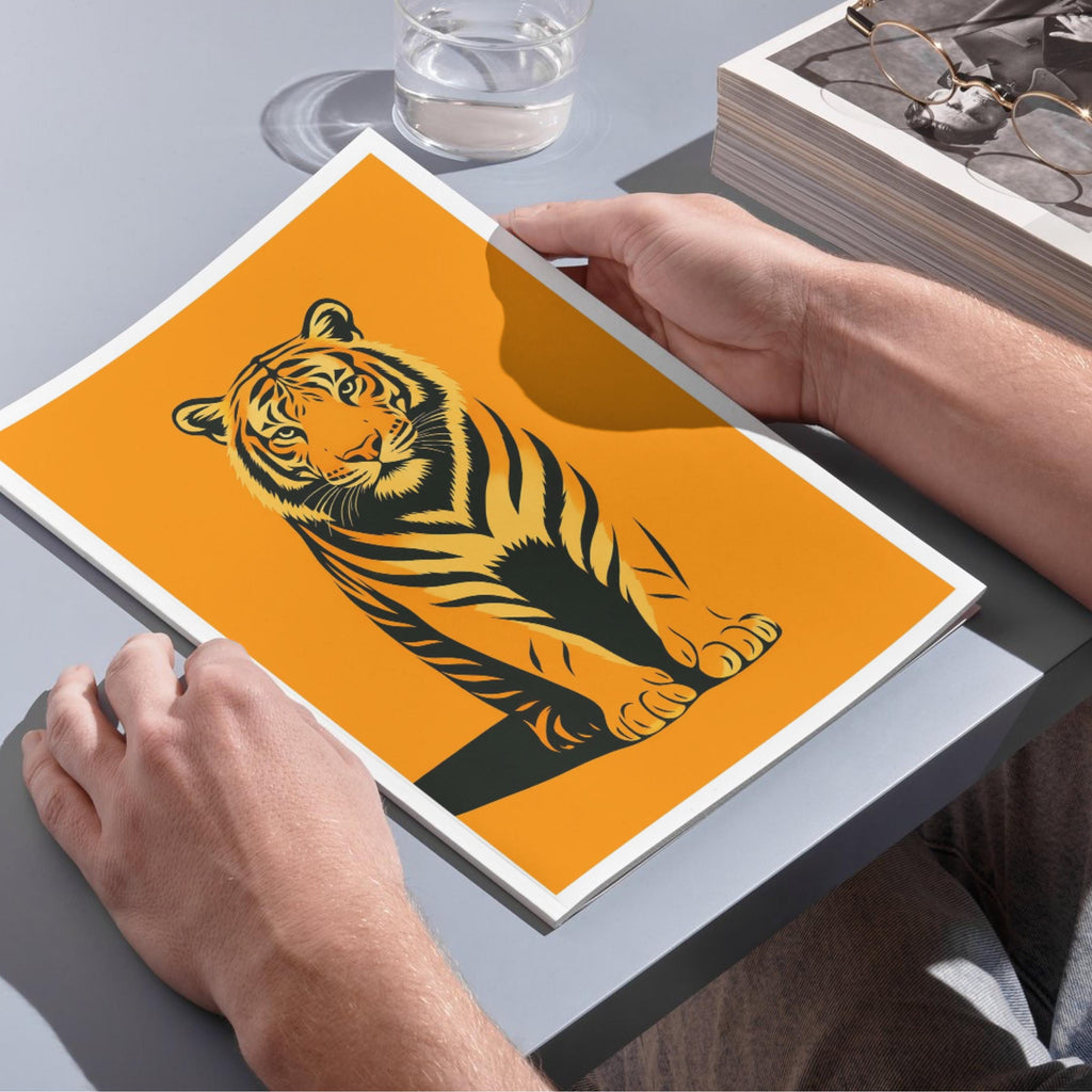 Affiche animaux - Tigre, Félin, Animal Sauvage, Orange - moderne, impression, poster