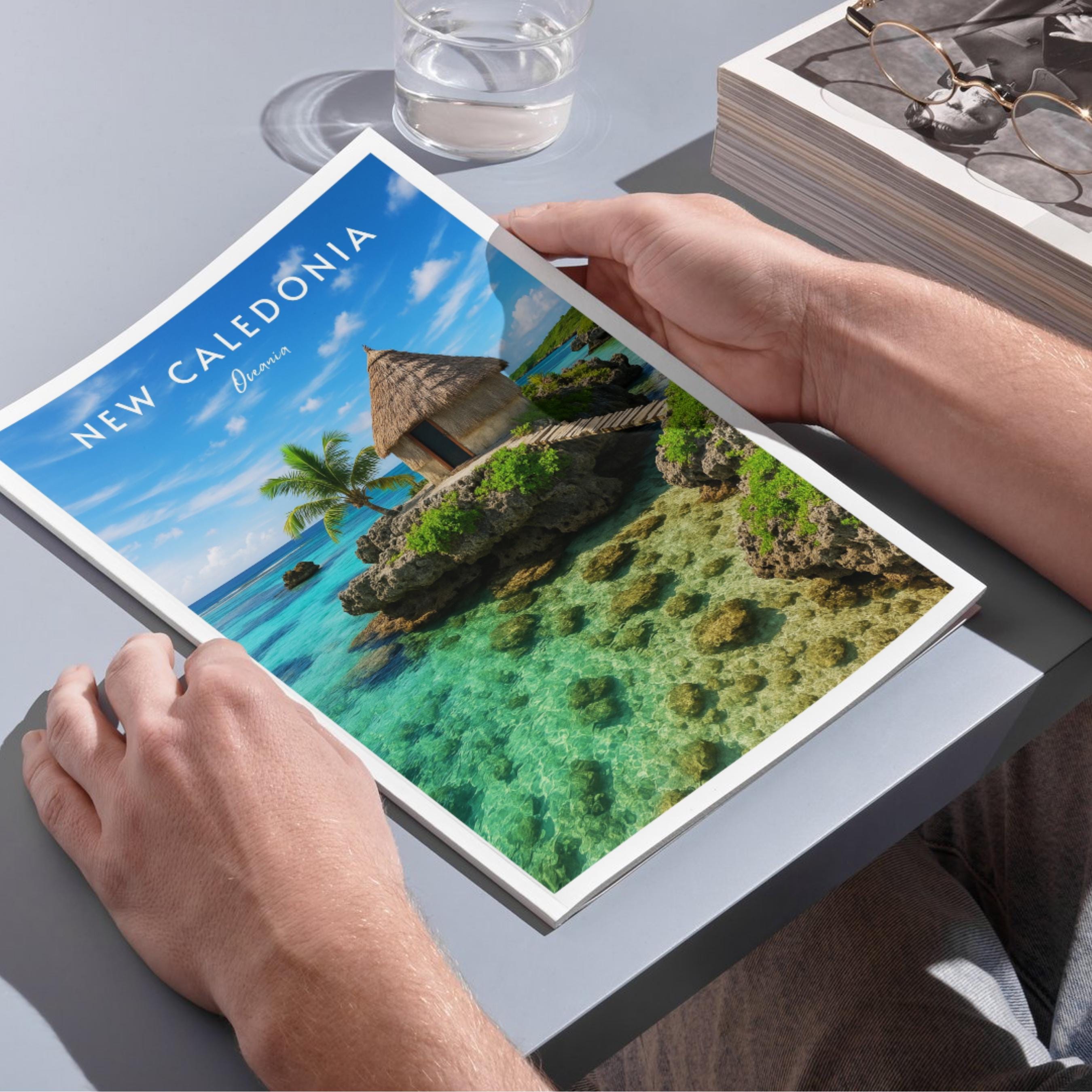 Affiche voyage - Nouvelle Calédonie, Océanie, Océan Pacifique, Lagon - art moderne, impression, poster