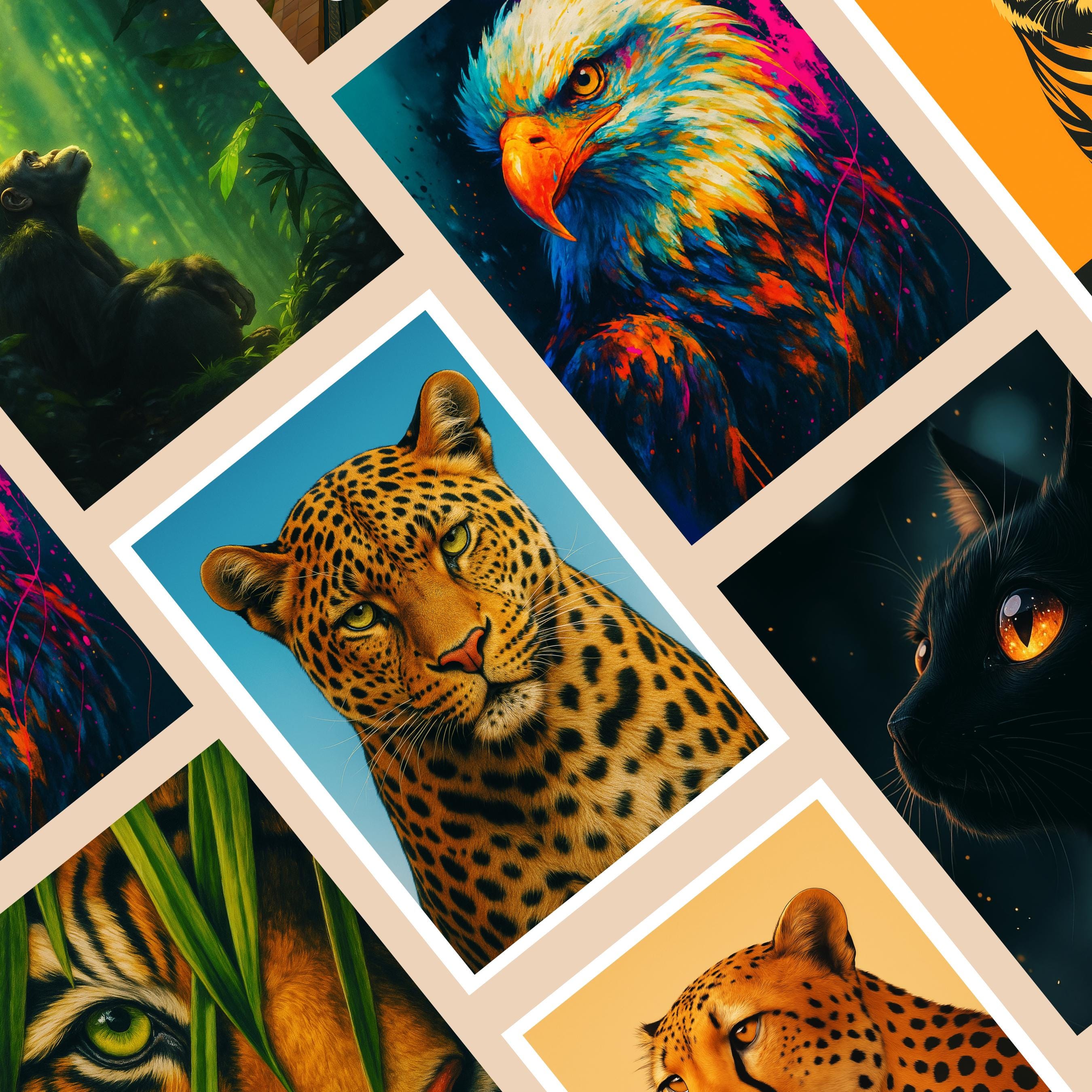 Affiche animaux - Leopard, Panthere, Felin, Jungle - art moderne, impression, poster
