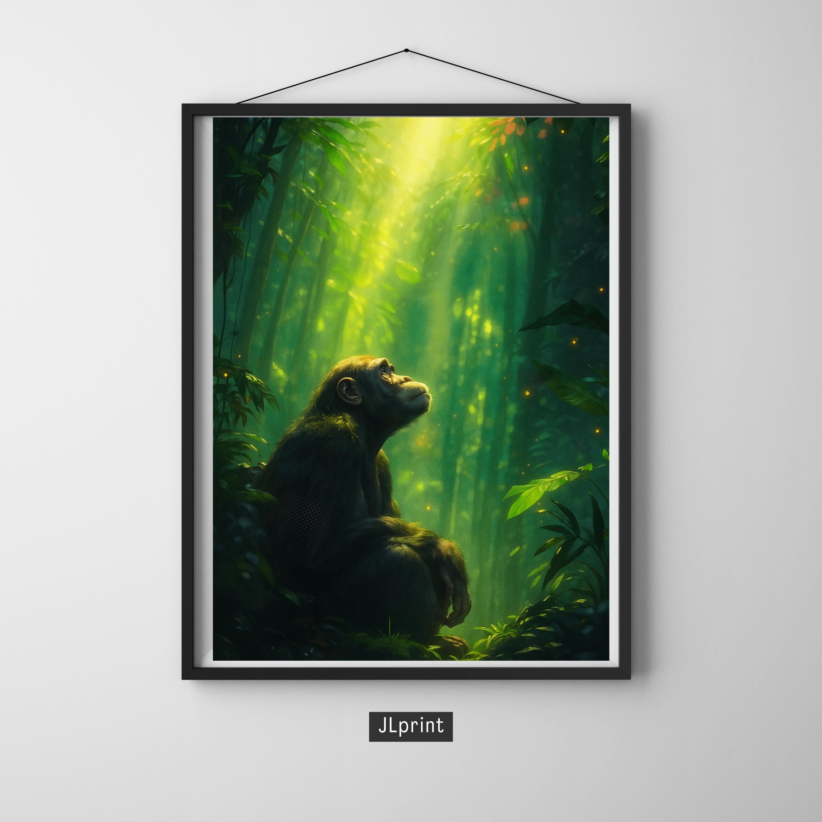 Affiche animaux - Singe, Chimpanzé, Jungle, Nature - art moderne, impression, poster