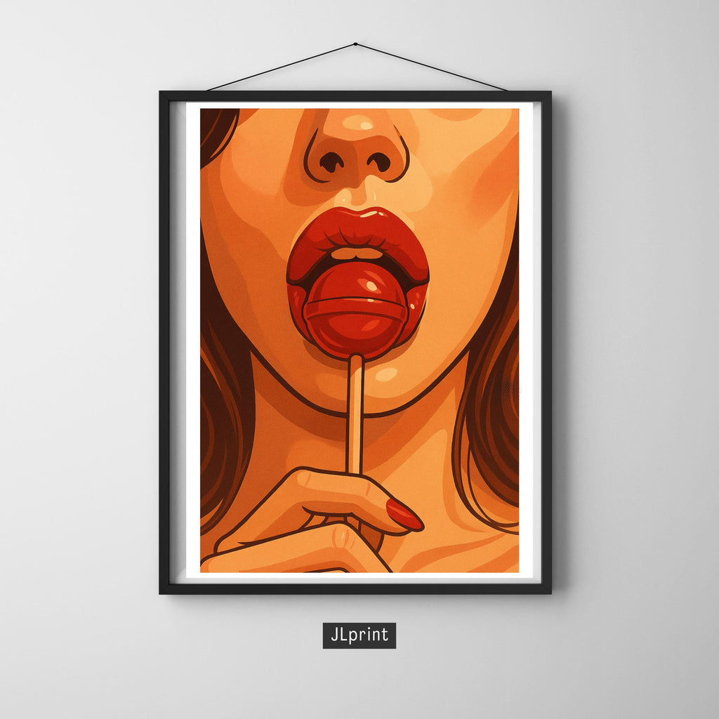 Affiche art - Femme, Glamour, Sexy, Sucette - art moderne, impression, poster