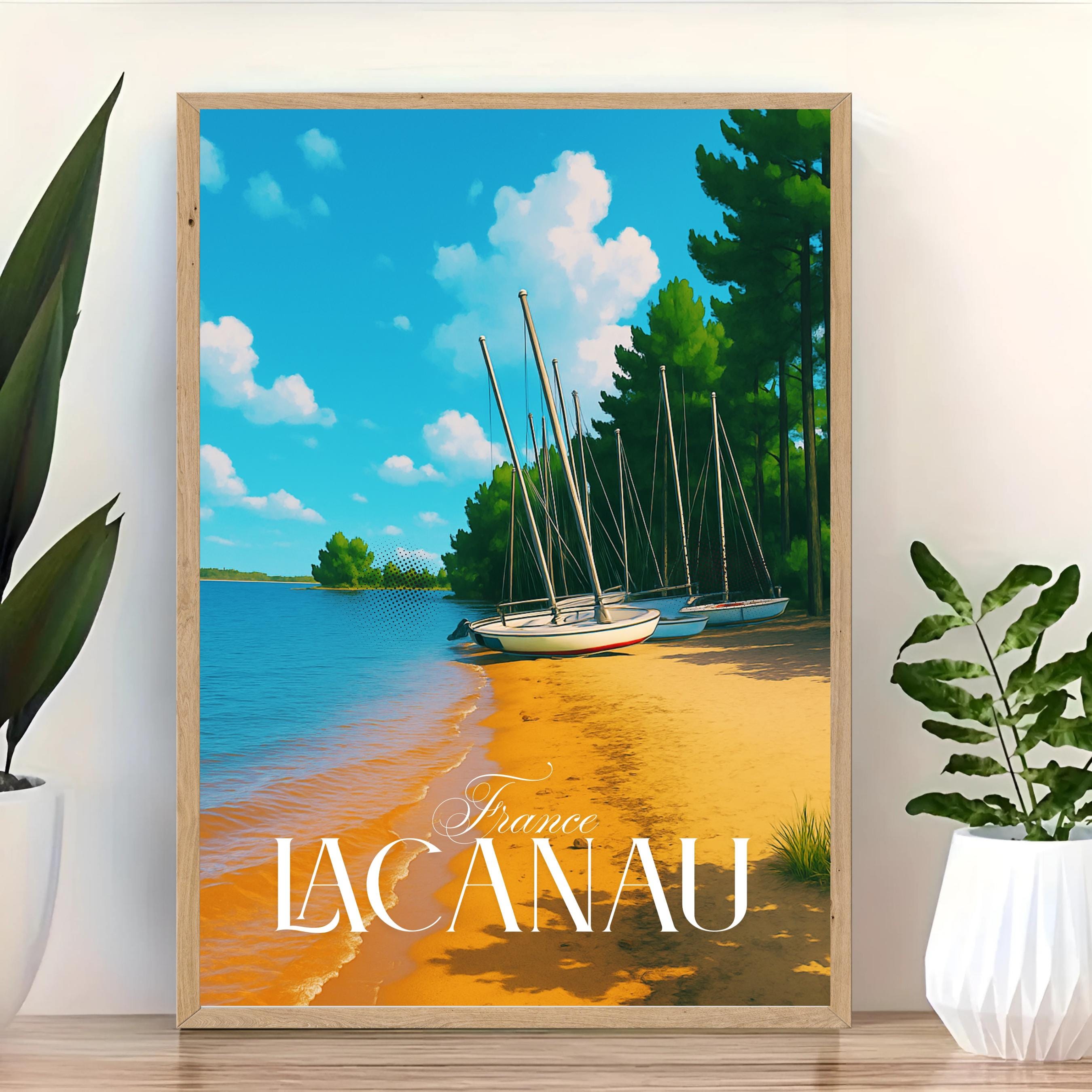 Affiche voyage - Lacanau, Gironde, France, Lac de Lacanau - art moderne, impression, poster