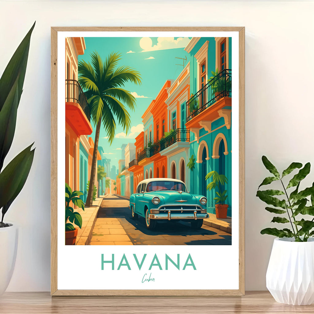 Affiche voyage - Havane, Cuba, Caraibes, Amerique - art moderne, impression, poster