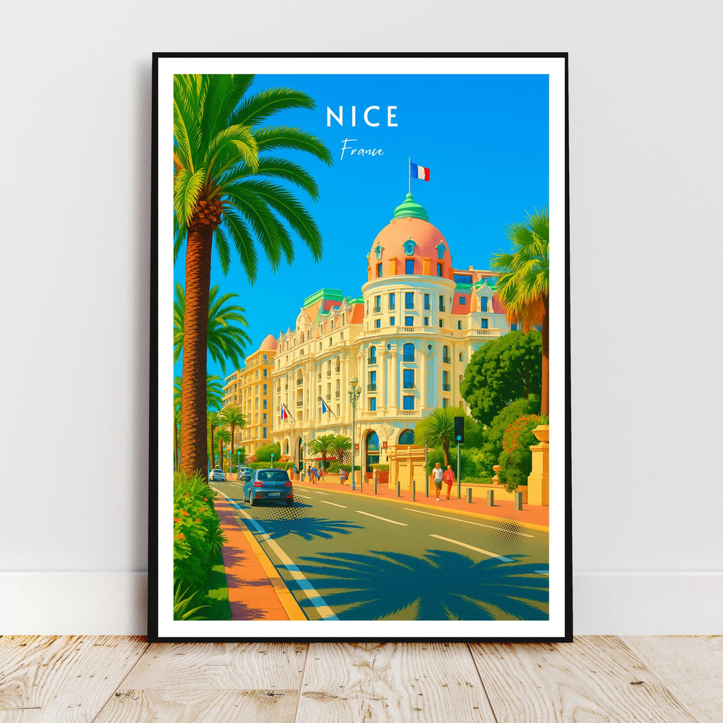 Affiche voyage - Nice, Côte d’Azur, France, Promenade des Anglais - art moderne, impression, poster