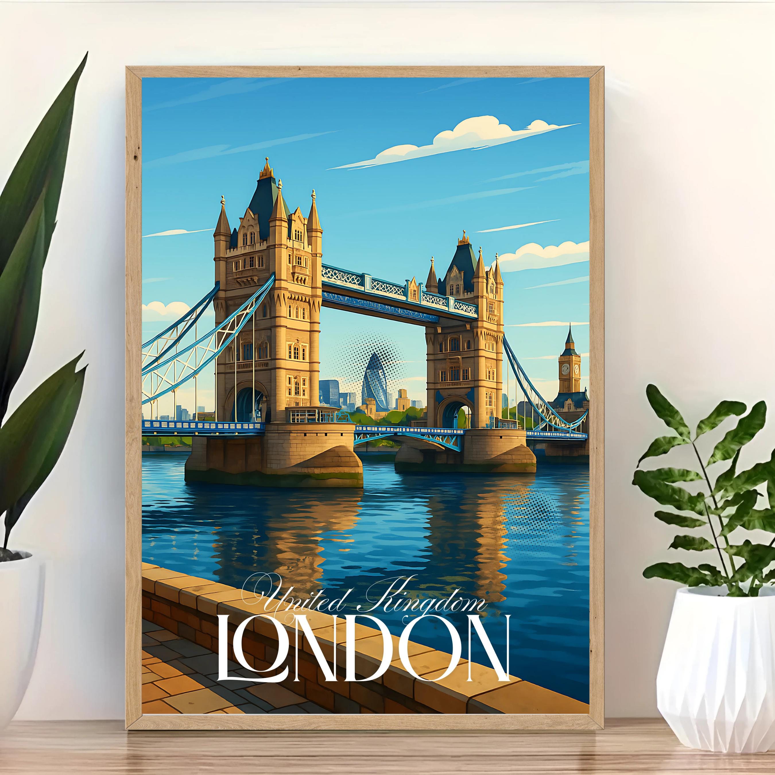 Affiche voyage - Londres, Angleterre, Royaume Uni, Tower Bridge - art moderne, impression, poster