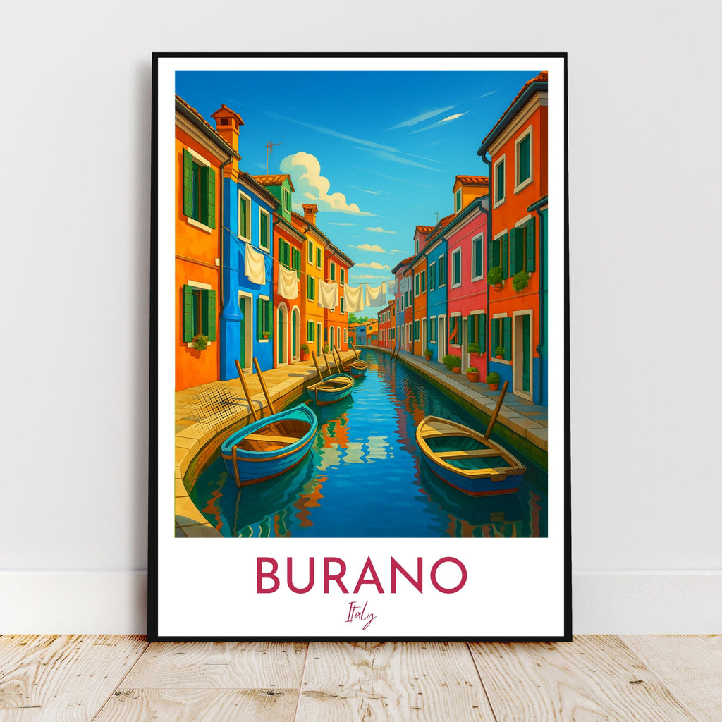 Affiche voyage - Burano, Vénétie, Italie, Canaux - moderne, impression, poster