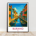 Affiche voyage - Burano, Vénétie, Italie, Canaux - moderne, impression, poster