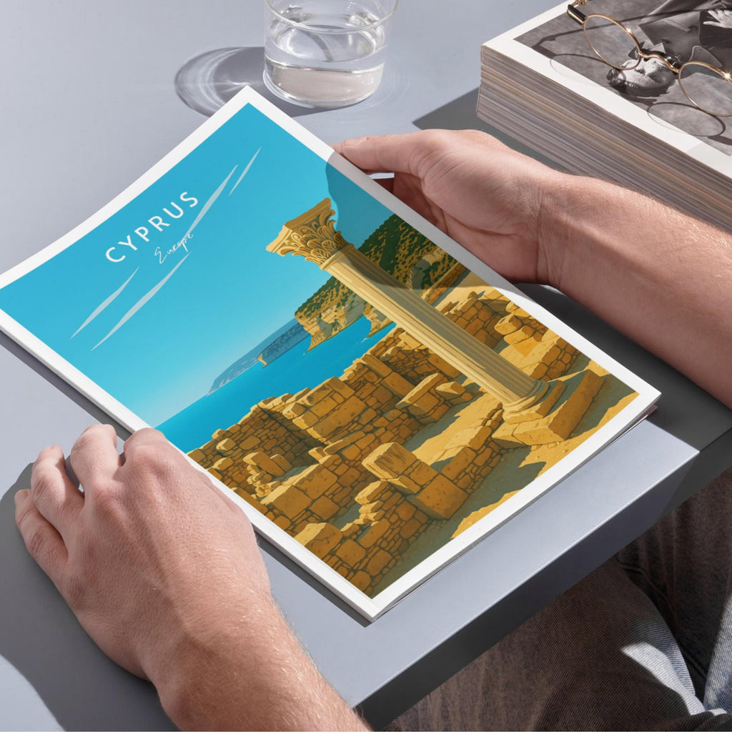 Affiche voyage - Chypre, Europe, Méditerranée, Antique - art moderne, impression, poster