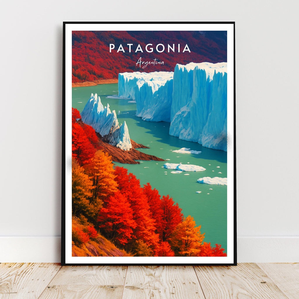 Affiche voyage - Patagonie, Argentine, Amerique, Glacier Perito Moreno - art moderne, impression, poster