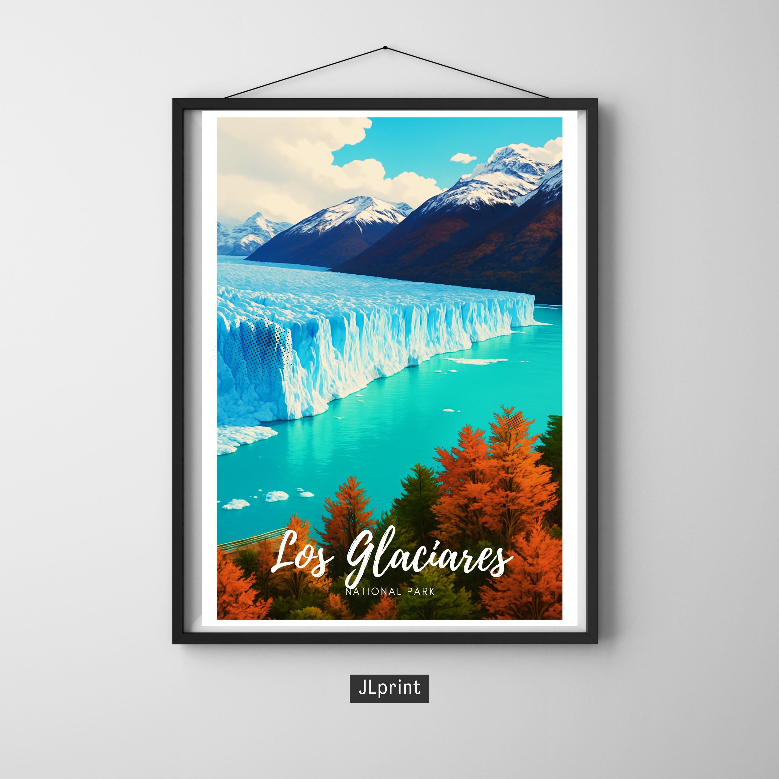 Affiche voyage -  Los Glaciares, Parc National, Argentine, Glacier - art moderne, impression, poster