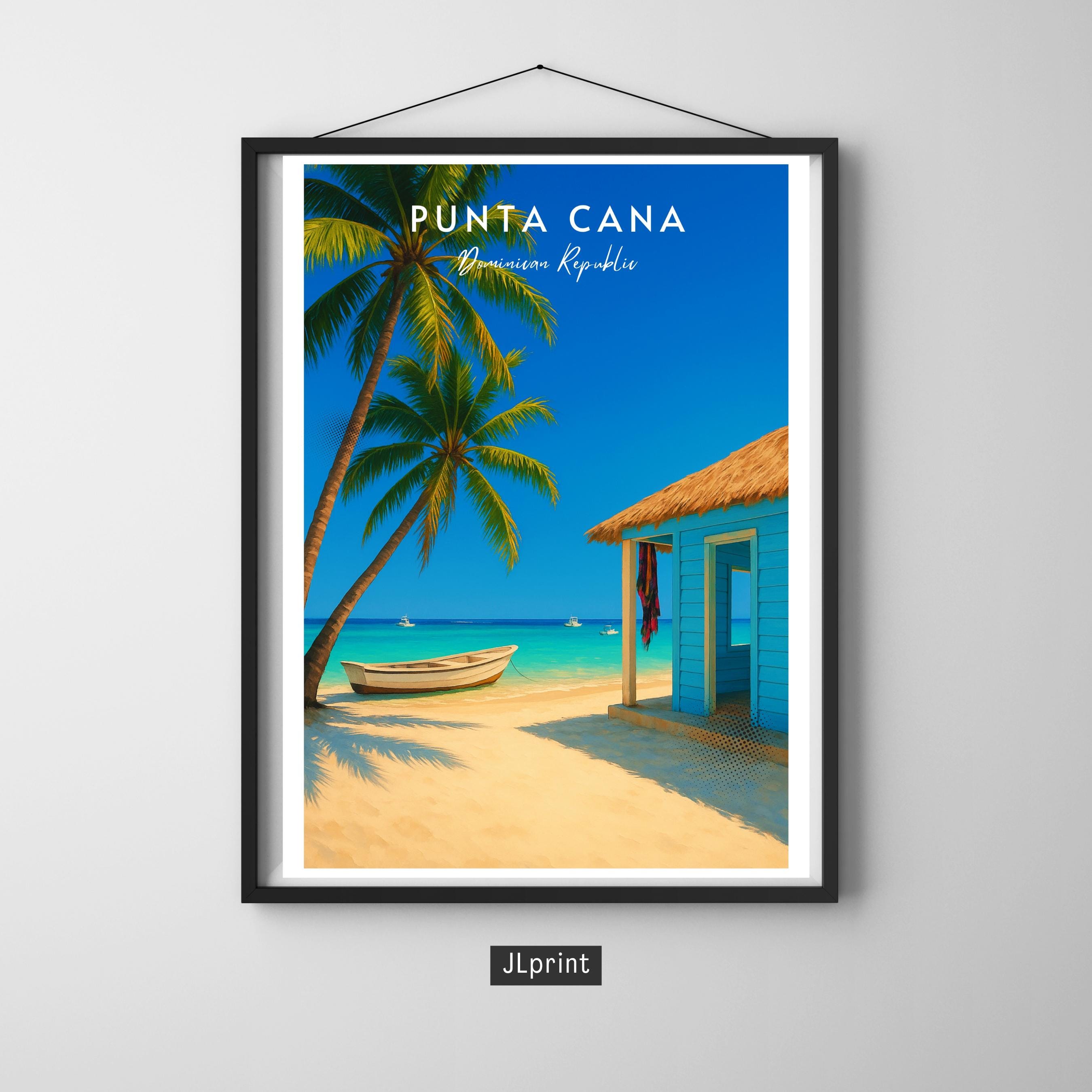 Affiche voyage - Punta Cana, République Dominicaine, Caraïbes, Plage - art moderne, impression, poster