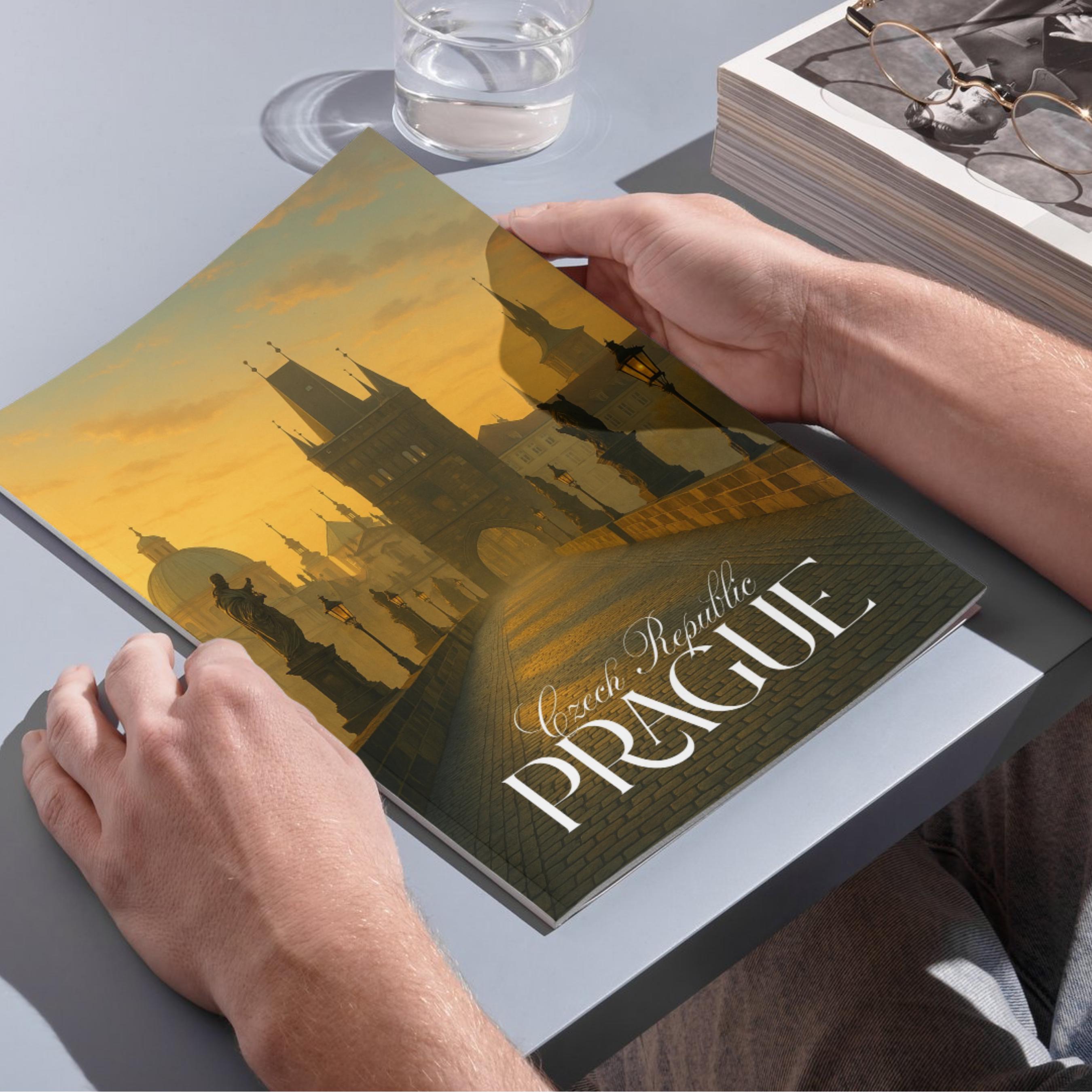 Affiche voyage - Prague, République Tchèque, Tchéquie, Pont Charles - art moderne, impression, poster