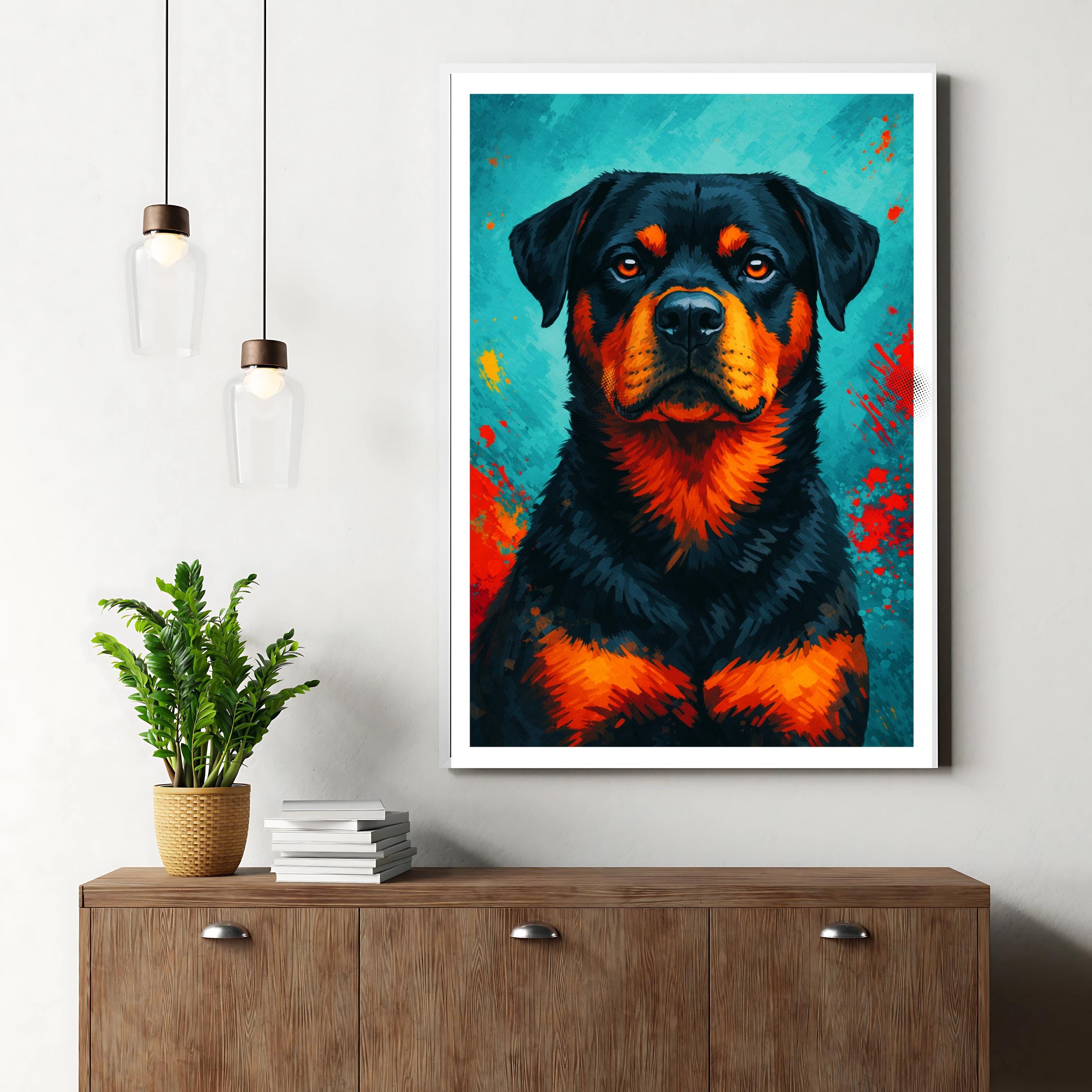 Affiche animaux - Rottweiler, Chien, Animal, Portrait - art moderne, impression, poster
