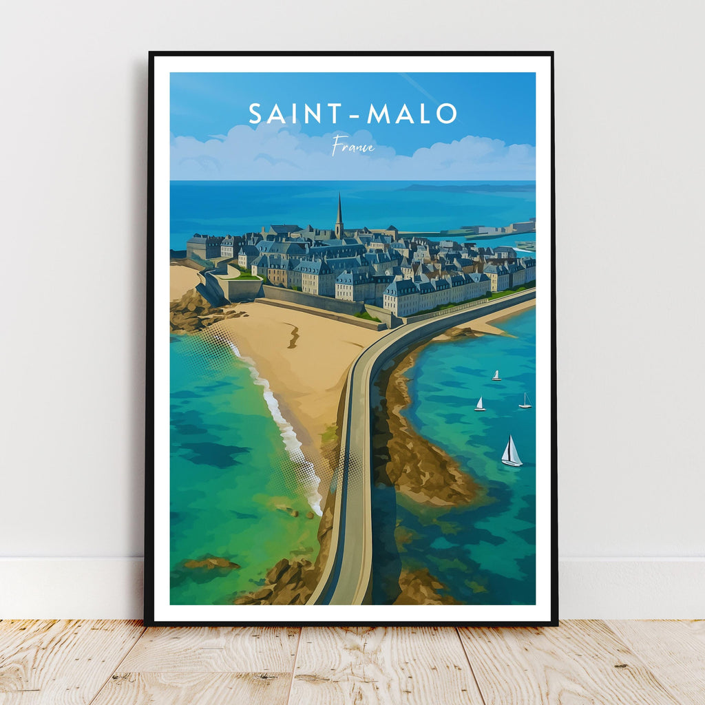 Affiche voyage - Saint-Malo, Bretagne, France, Cité Corsaire - art moderne, impression, poster