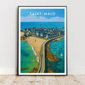 Affiche voyage - Saint-Malo, Bretagne, France, Cité Corsaire - art moderne, impression, poster