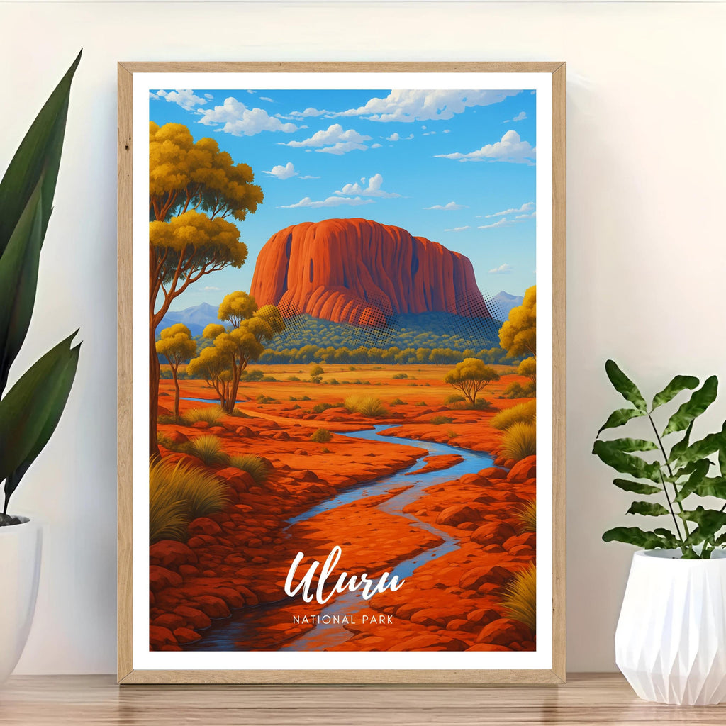 Affiche voyage - Uluru, Parc National, Australie, Océanie - art moderne, impression, poster