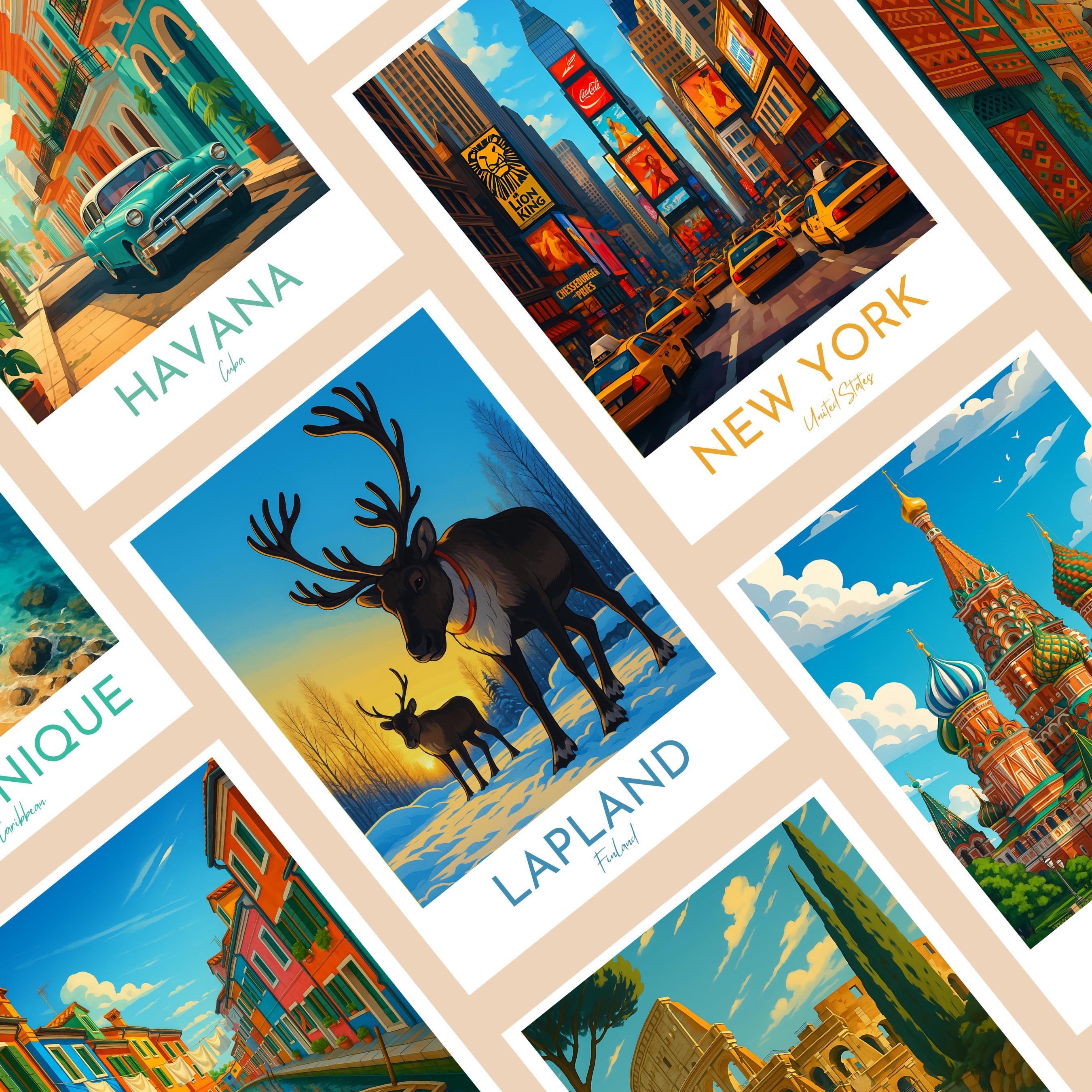 Affiche voyage - Laponie, Finlande, Europe, Rennes - art moderne, impression, poster